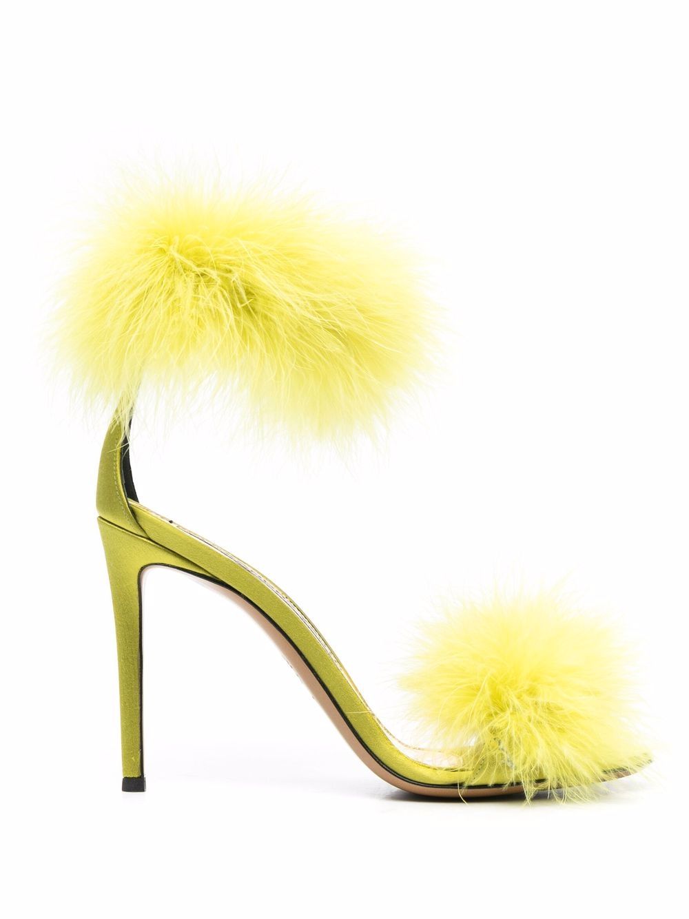 Alexandre Vauthier 羽毛袢带凉鞋 - 绿色