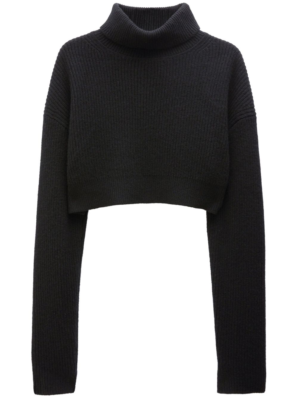 Filippa K 短款罗纹针织羊绒毛衣 - 黑色