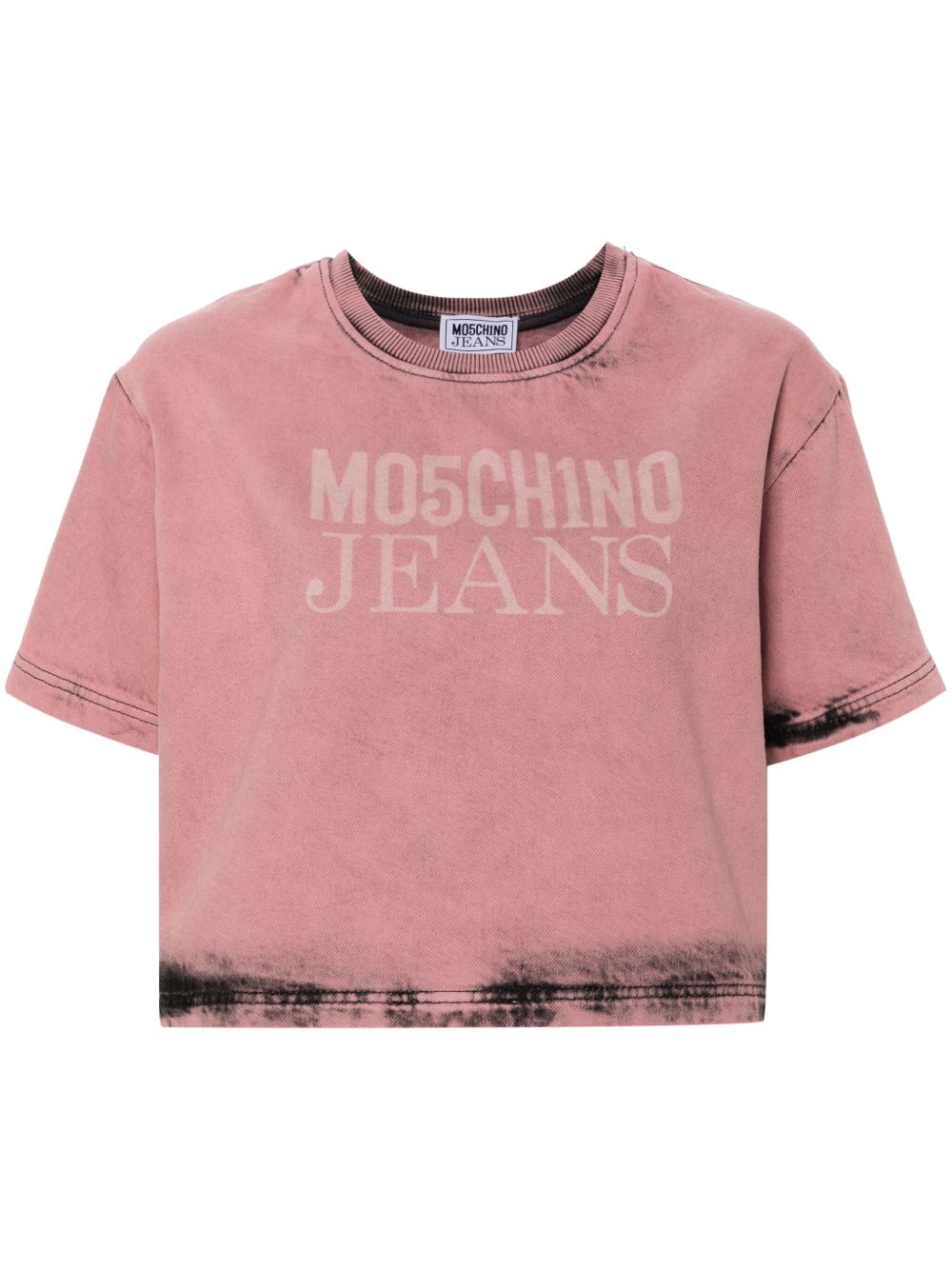 MOSCHINO JEANS logo印花牛仔短款上衣 - 粉色