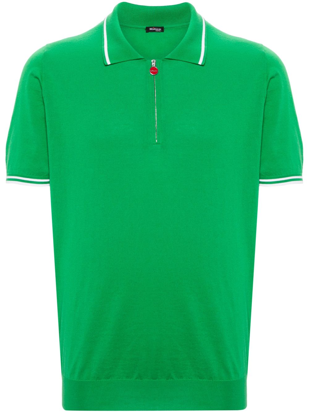 Kiton 条纹边棉polo衫 - 绿色