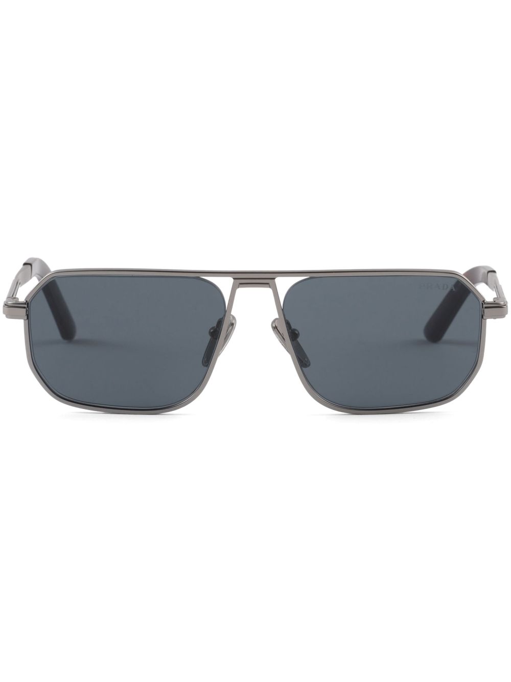 Prada Eyewear logo雕刻几何形镜框太阳眼镜 - 银色