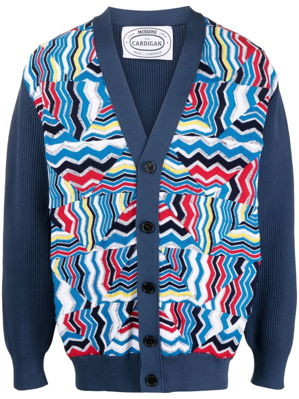 Missoni 图案印花针织开衫 - 蓝色