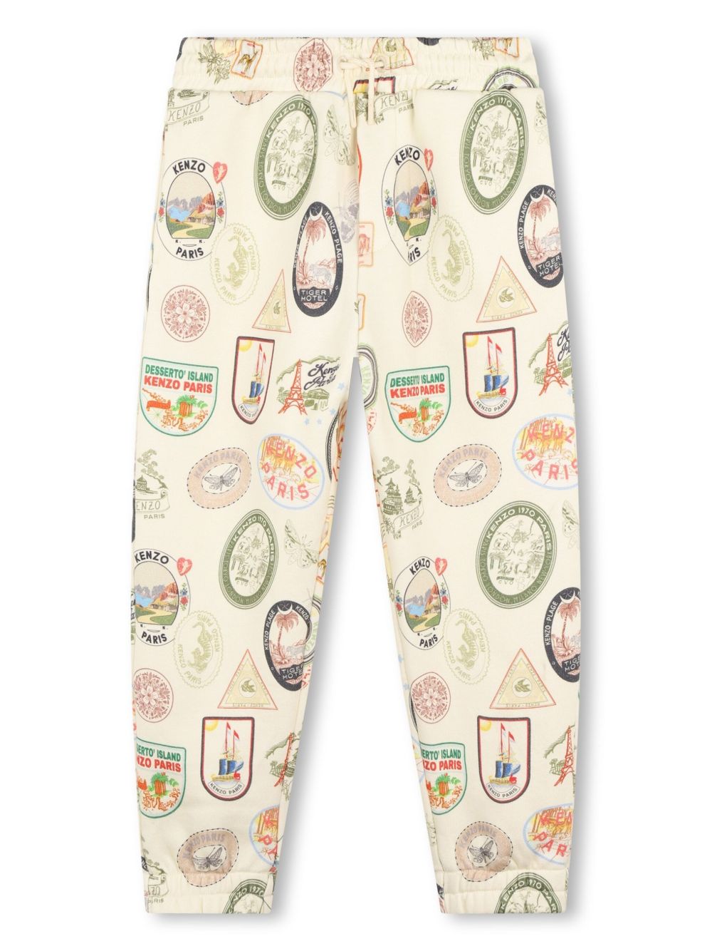 Kenzo Kids 大面积印花棉运动裤 - 中性色