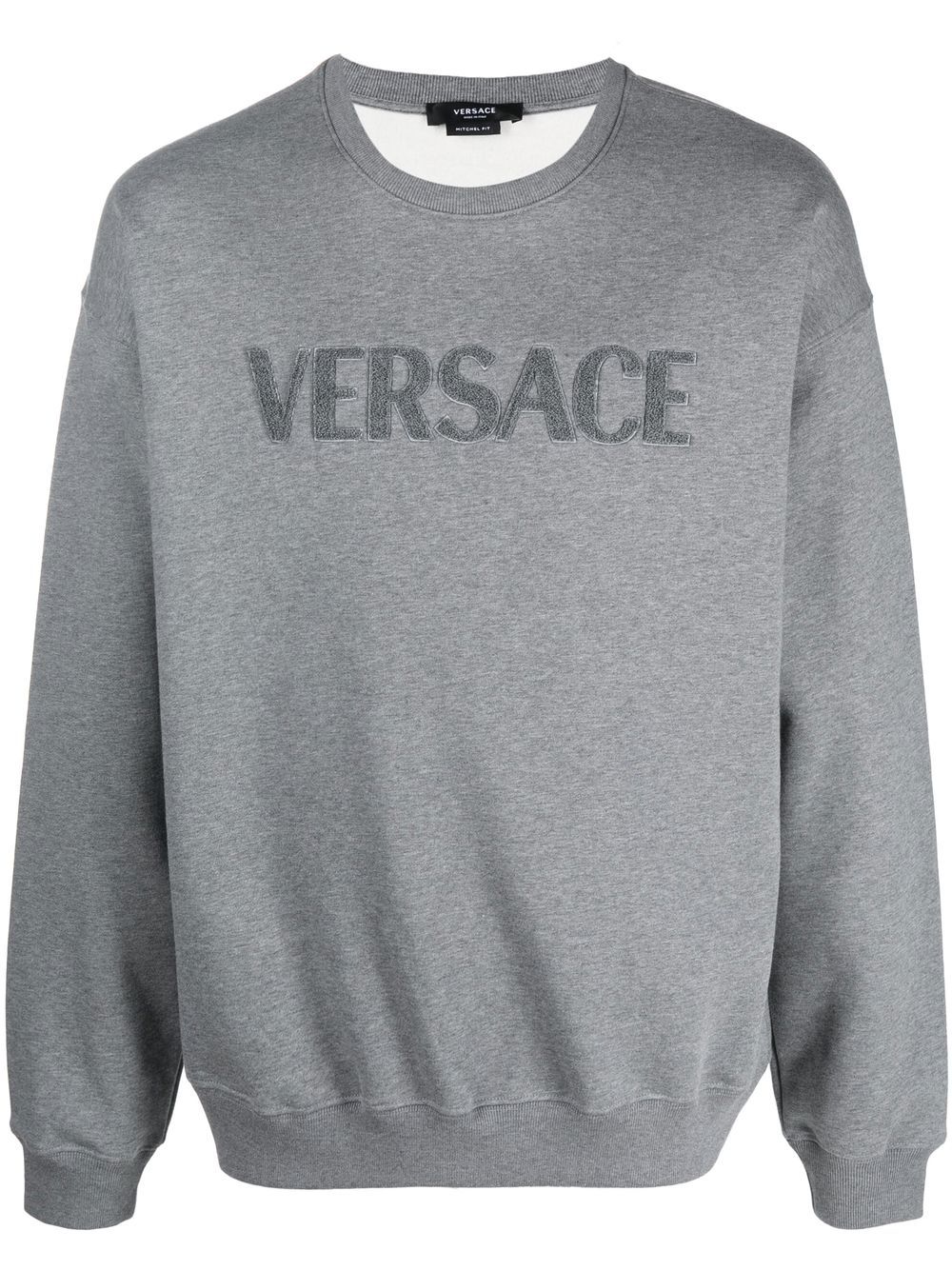 Versace 范思哲 logo刺绣平纹针织卫衣 - 灰色