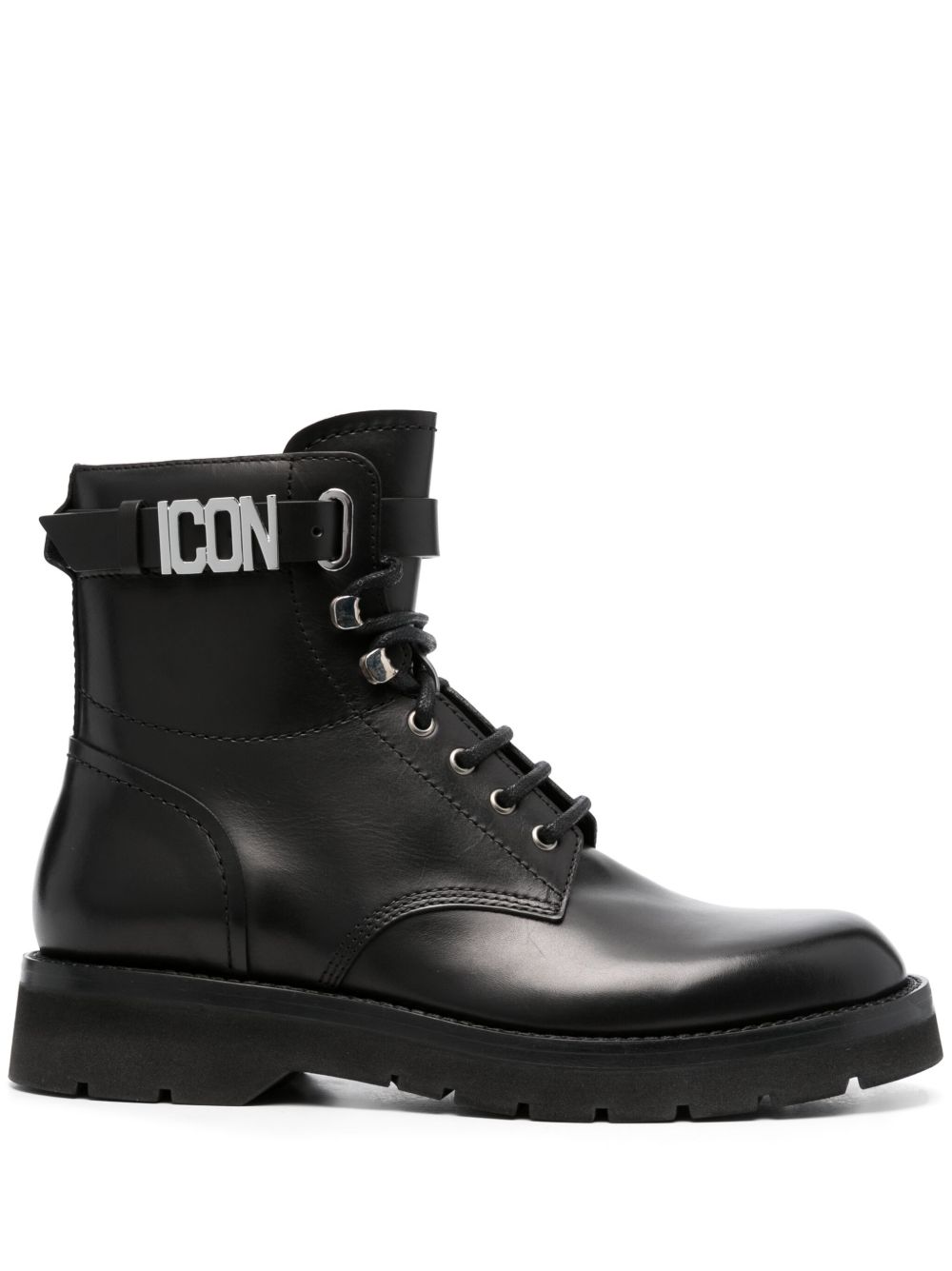 DSQUARED2 Icon 皮质工装靴 - 黑色