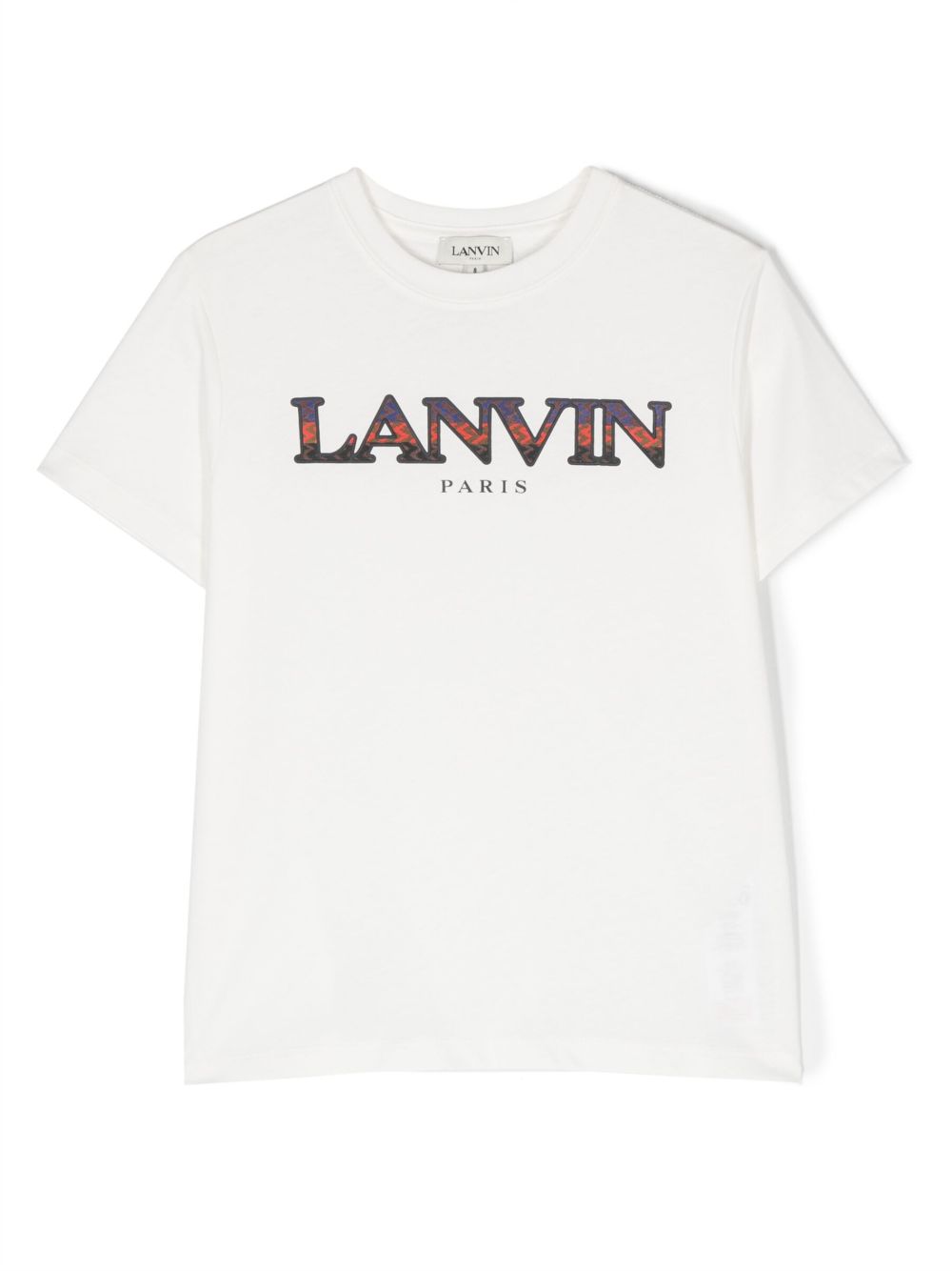 Lanvin Enfant Curb logo刺绣T恤 - 白色