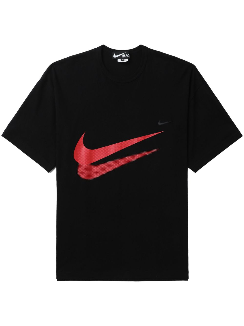 Black Comme Des Garçons Swoosh logo印花棉T恤 - 黑色