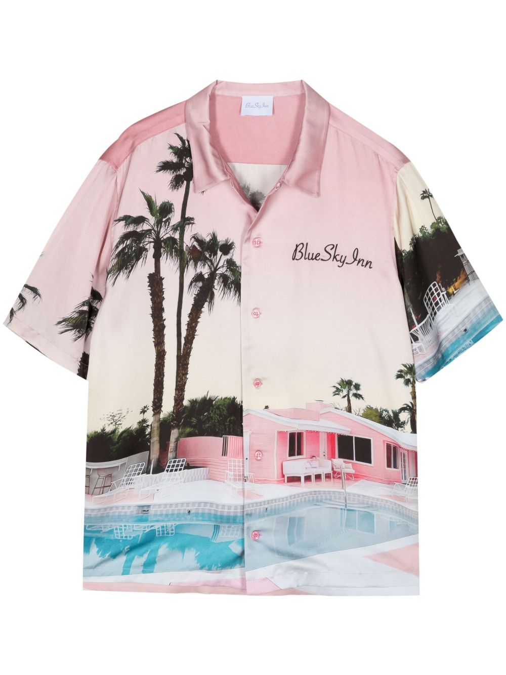 BLUE SKY INN Pink Motel 缎面衬衫 - 粉色