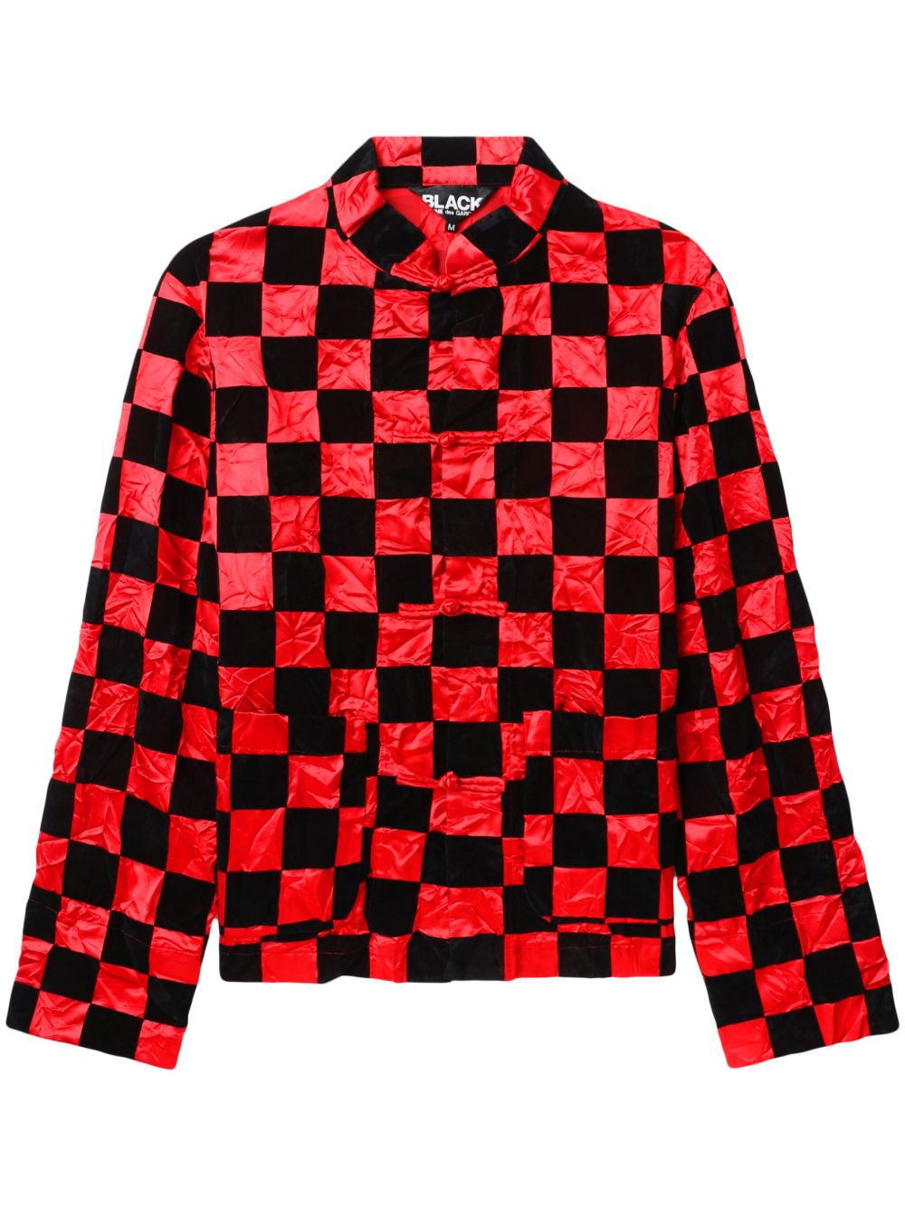 Black Comme Des Garçons 缎面设计格纹夹克 - 红色