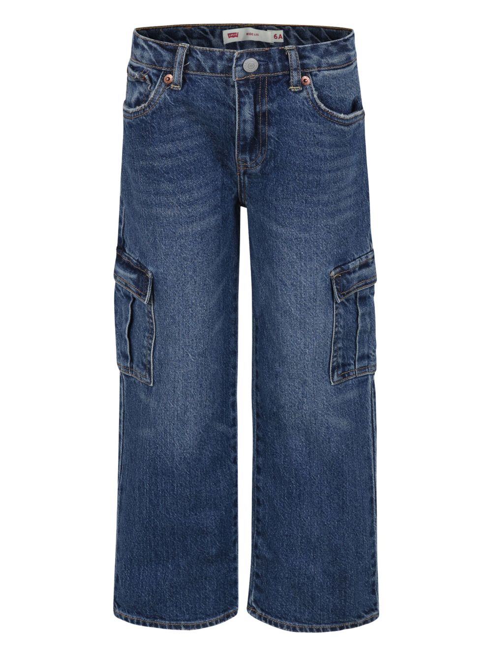 Levi's Kids 标贴阔腿牛仔裤 - 蓝色
