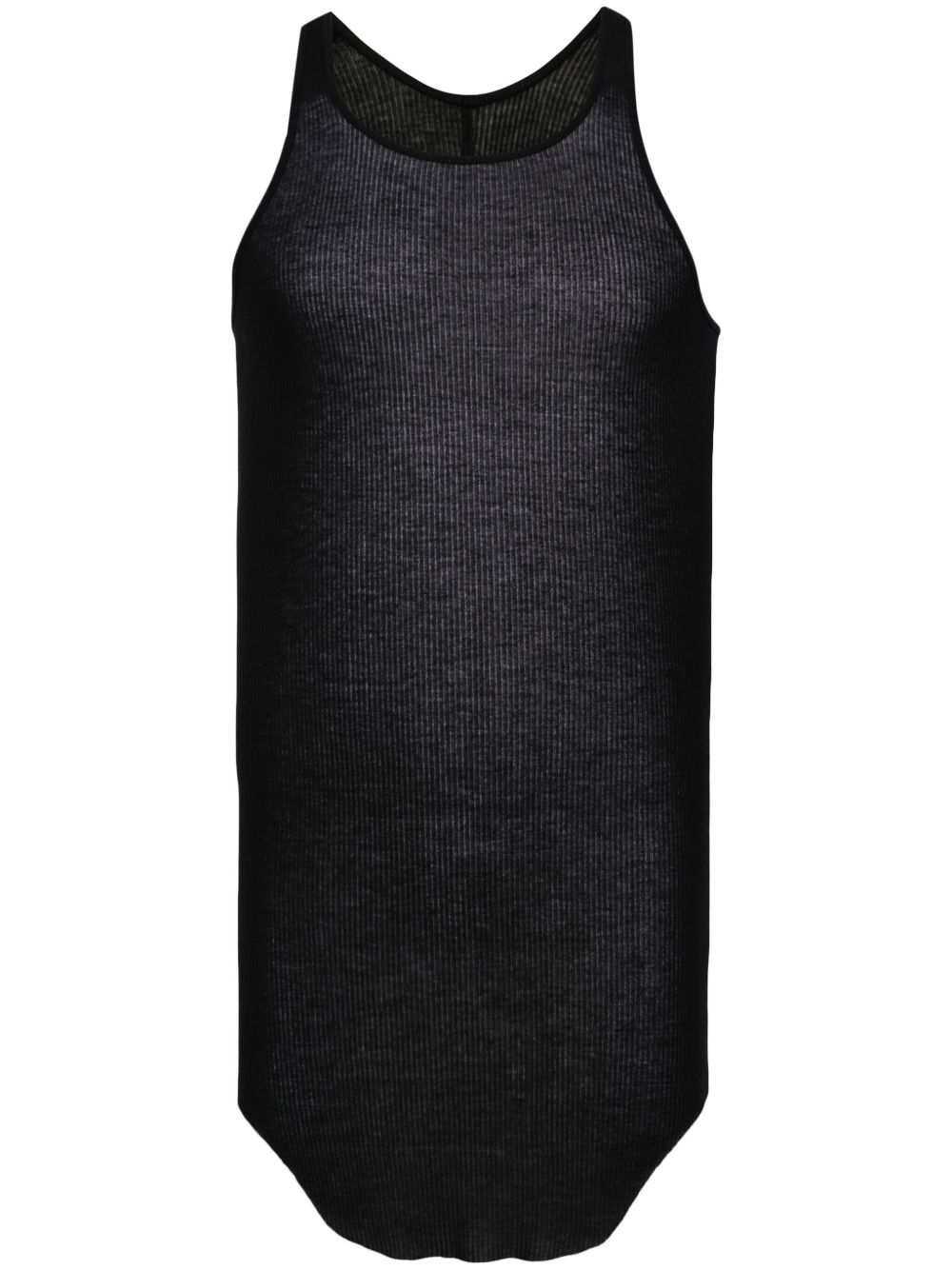 Rick Owens 毛边罗纹坦克背心 - 黑色