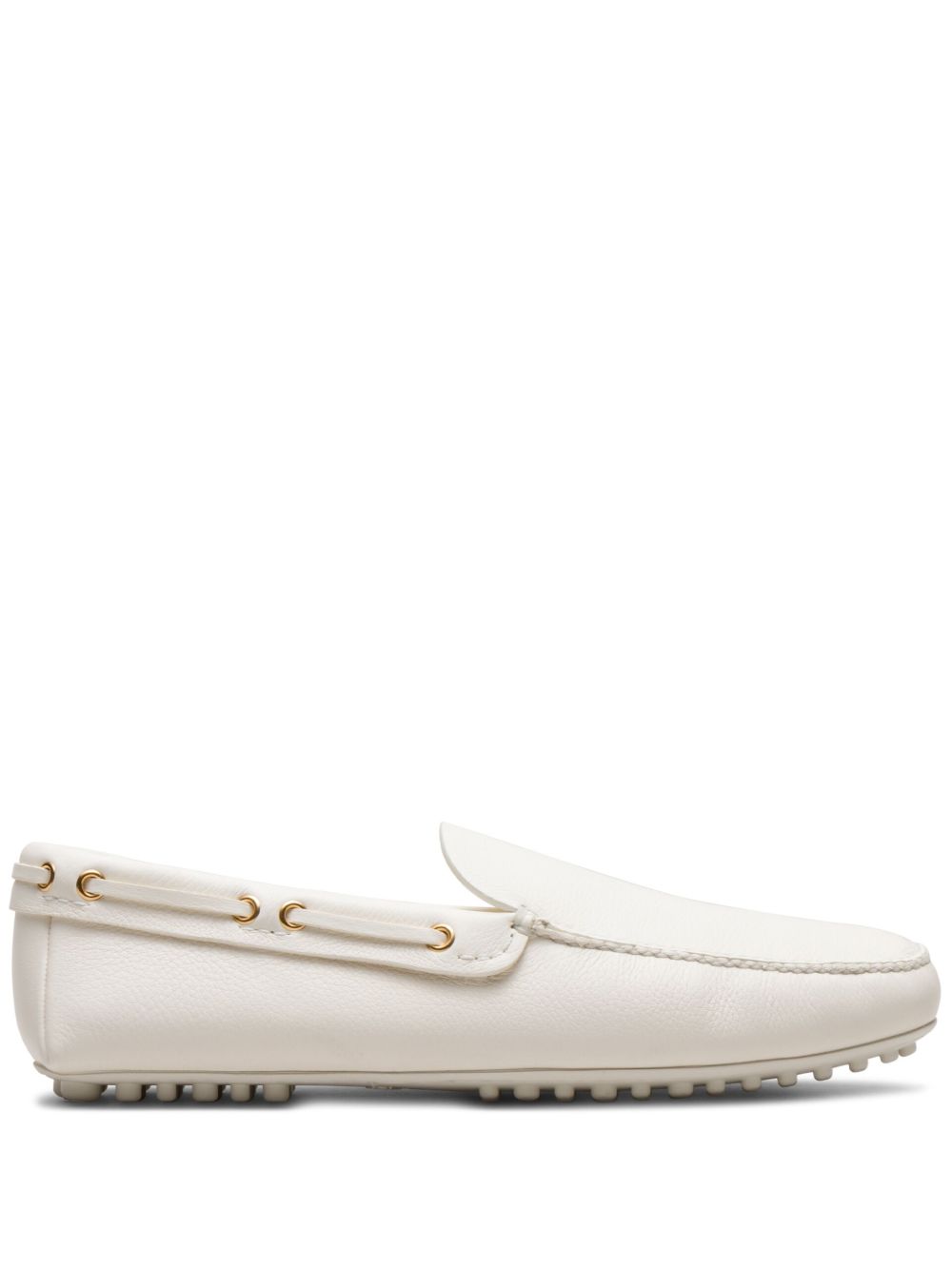 Car Shoe 皮质帆船鞋 - 白色