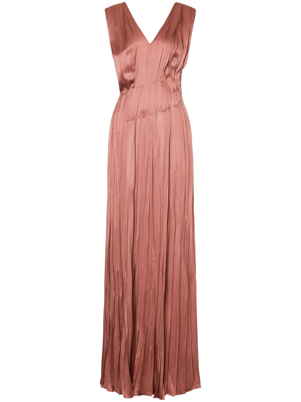 Alberta Ferretti 细褶缎面超长连衣裙 - 粉色