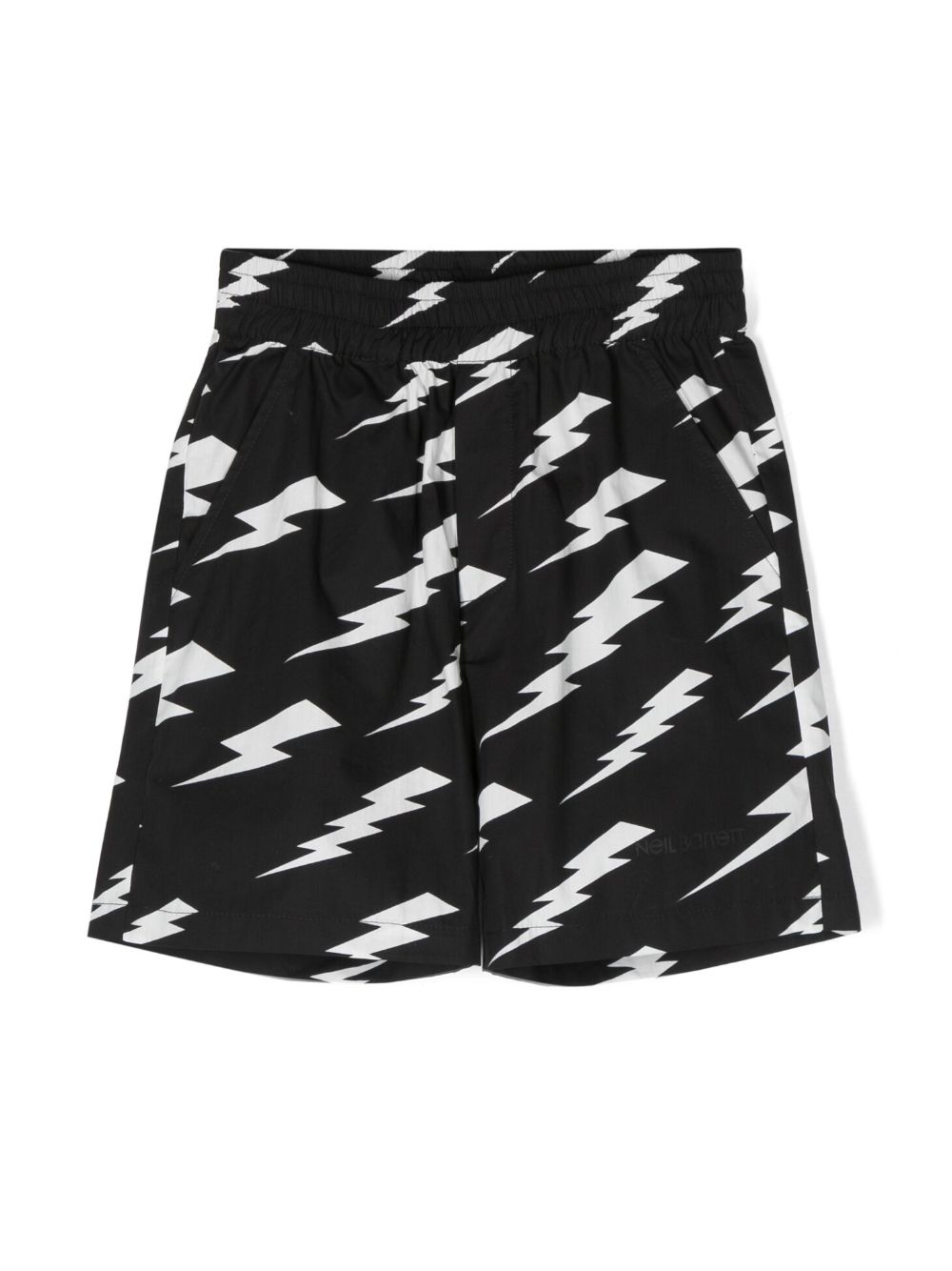 Neil Barrett Kids 闪电logo短裤 - 黑色