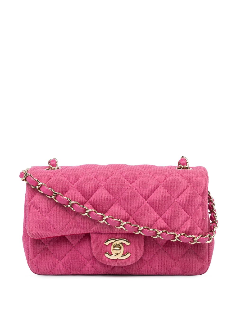 CHANEL Pre-Owned Rectangular Classic Jersey Single Flap 迷你斜挎包（2019年典藏款） - 粉色