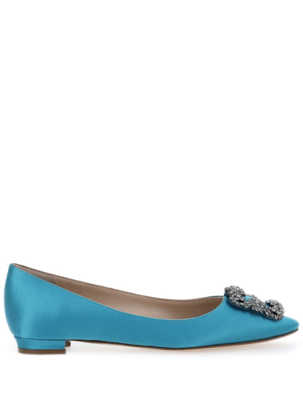 Manolo Blahnik Hangisi 缎面芭蕾平底鞋 - 蓝色