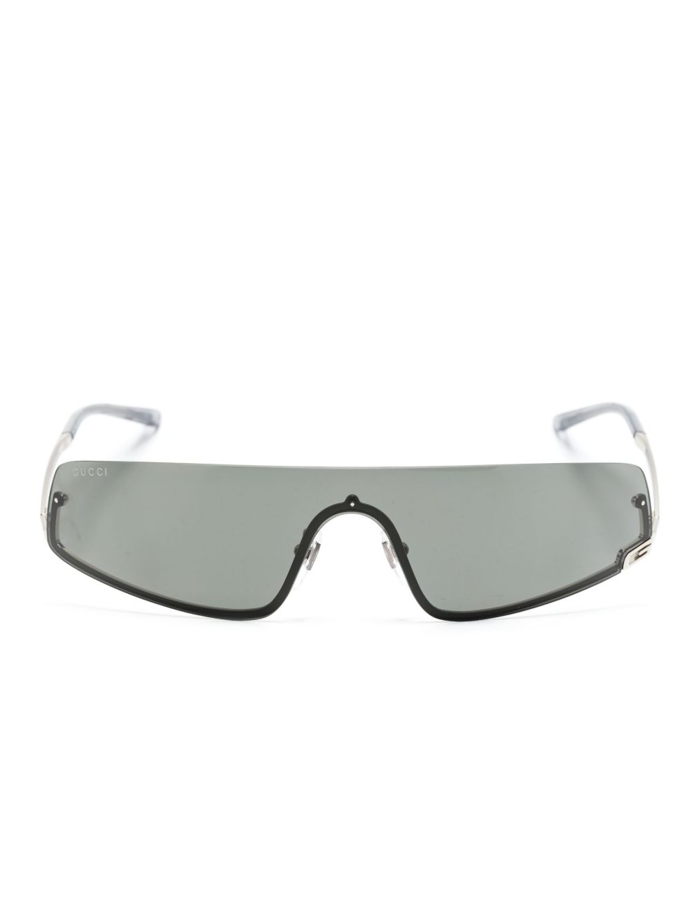 Gucci Eyewear 半框面罩式镜框太阳眼镜 - 银色