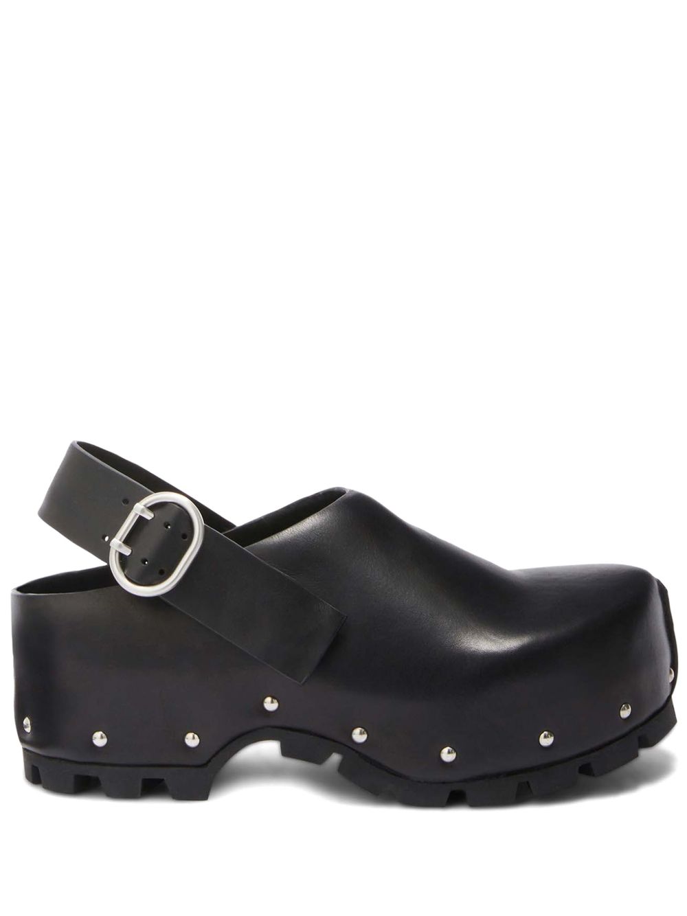 Jil Sander 铆钉缀饰皮质木屐凉鞋 - 黑色