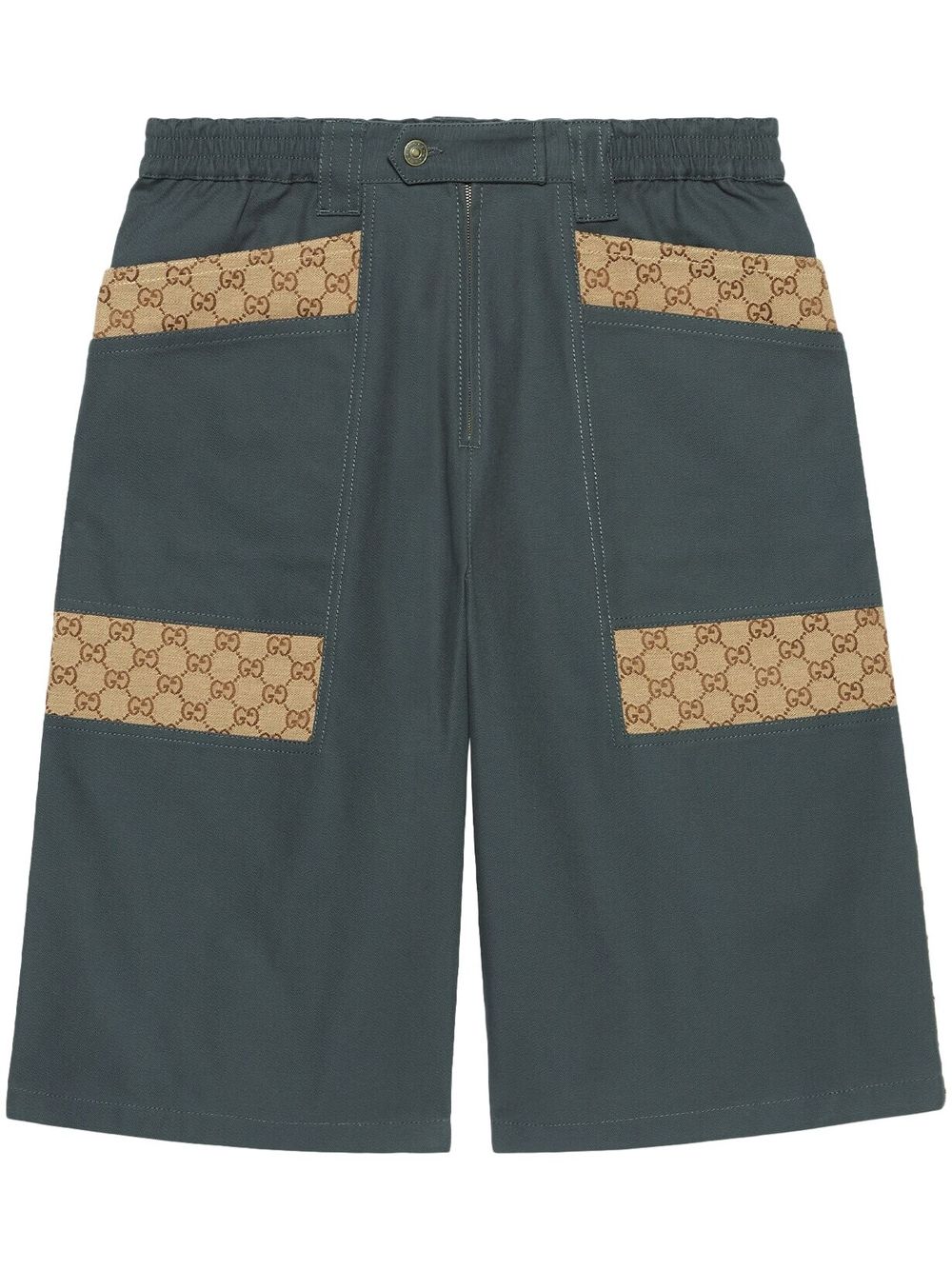 Gucci logo印花百慕大短裤 - 灰色