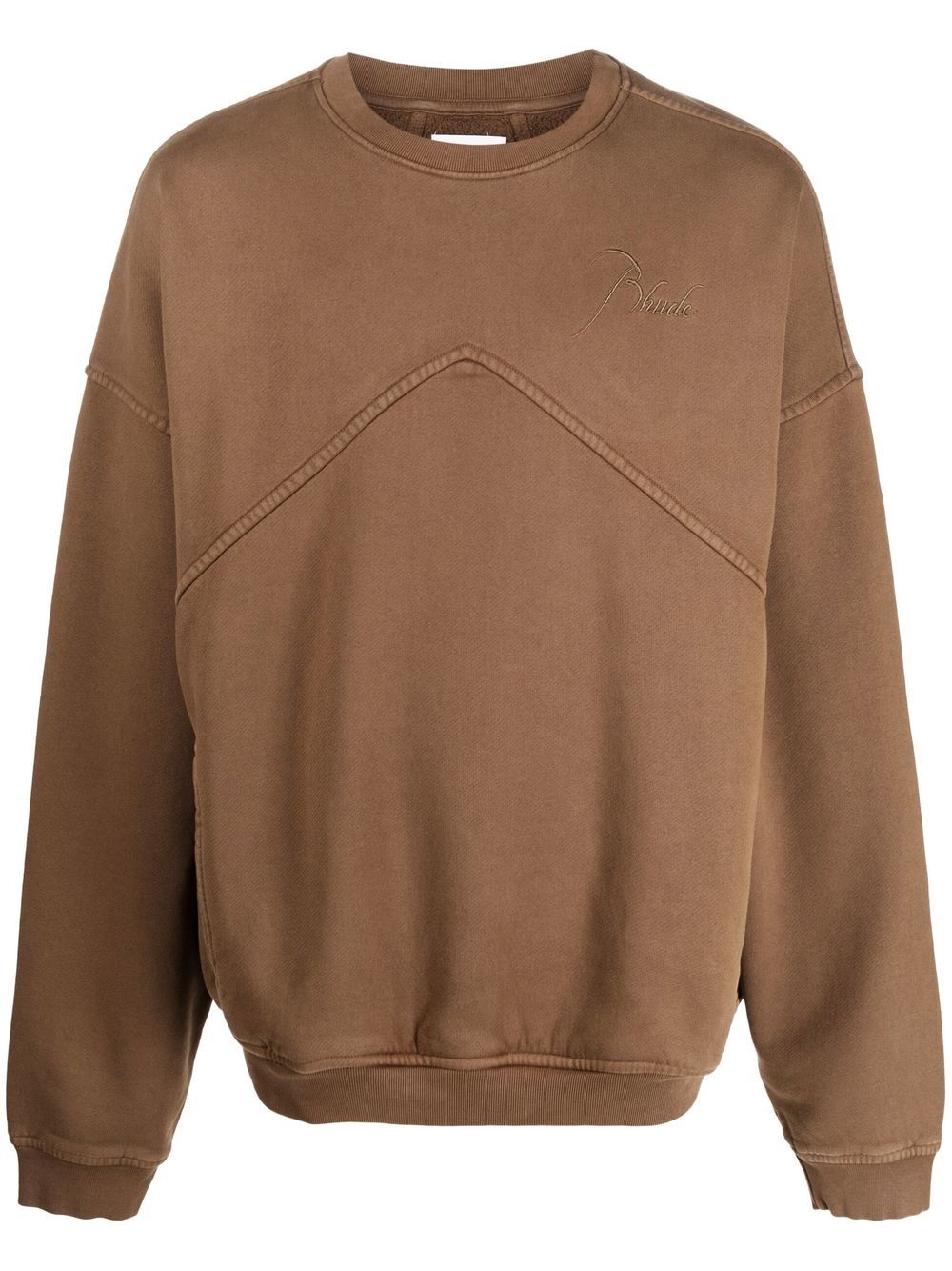 RHUDE logo刺绣超大款毛衣 - 褐色
