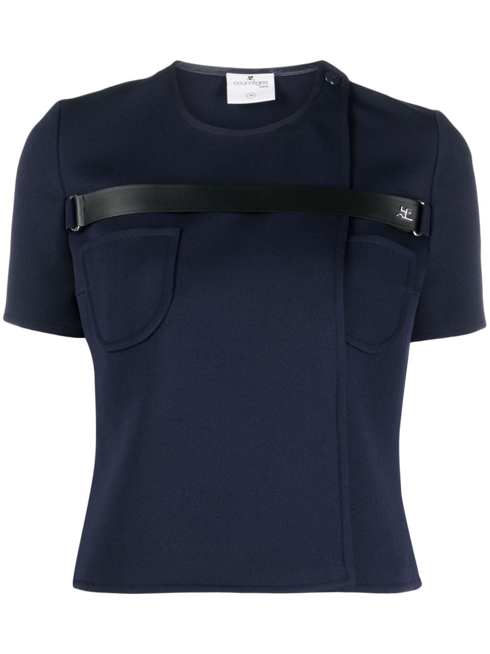 Courrèges logo标牌棉T恤 - 蓝色