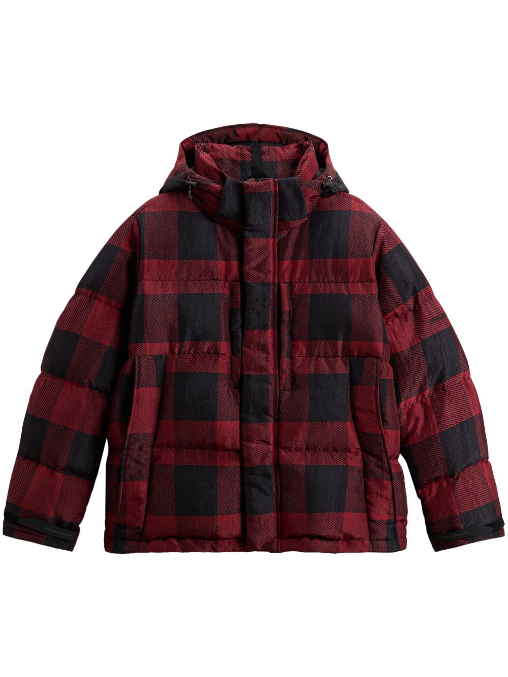 Woolrich 格纹派克大衣 - 红色