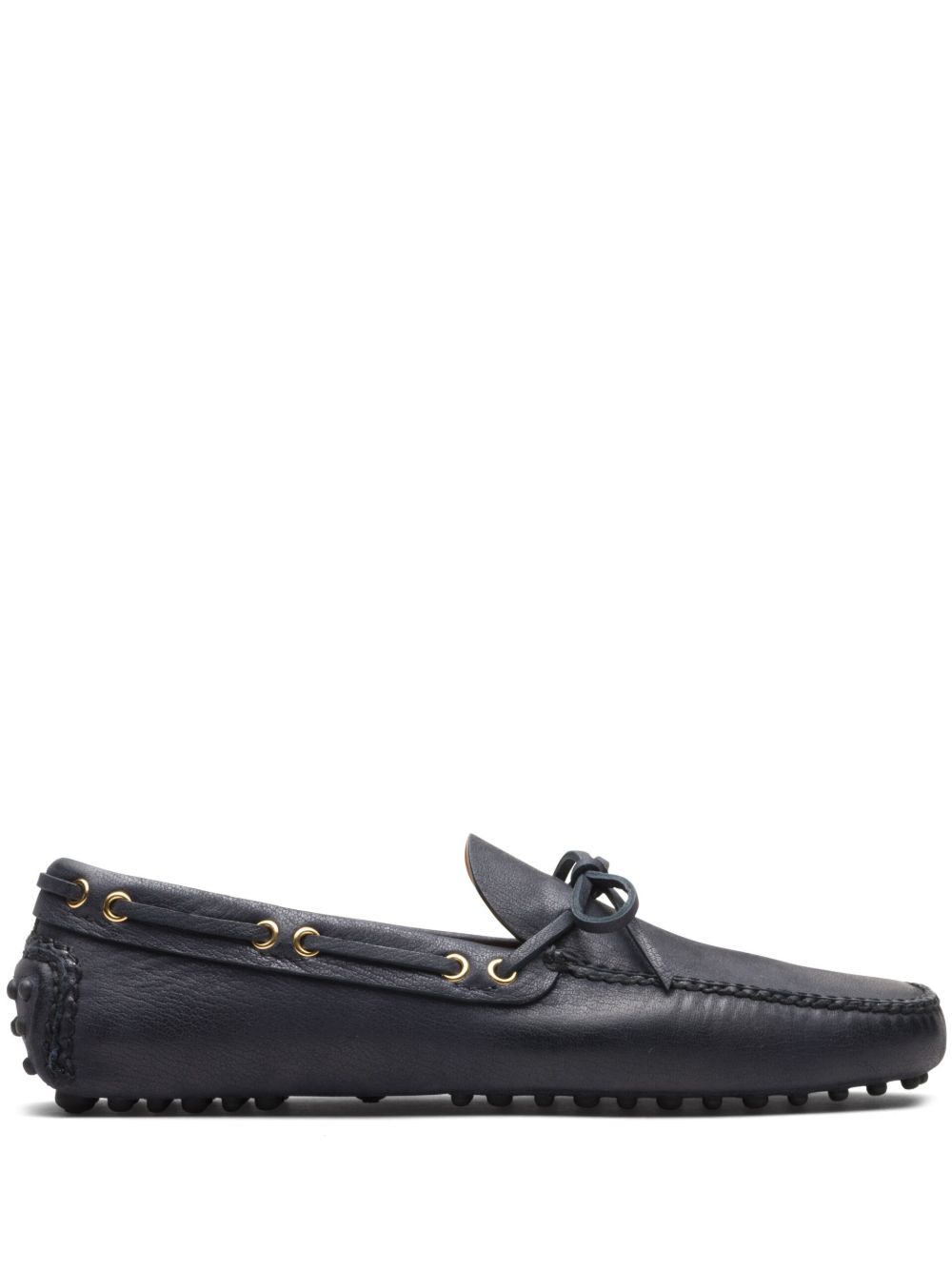 Car Shoe 系带皮质帆船鞋 - 蓝色