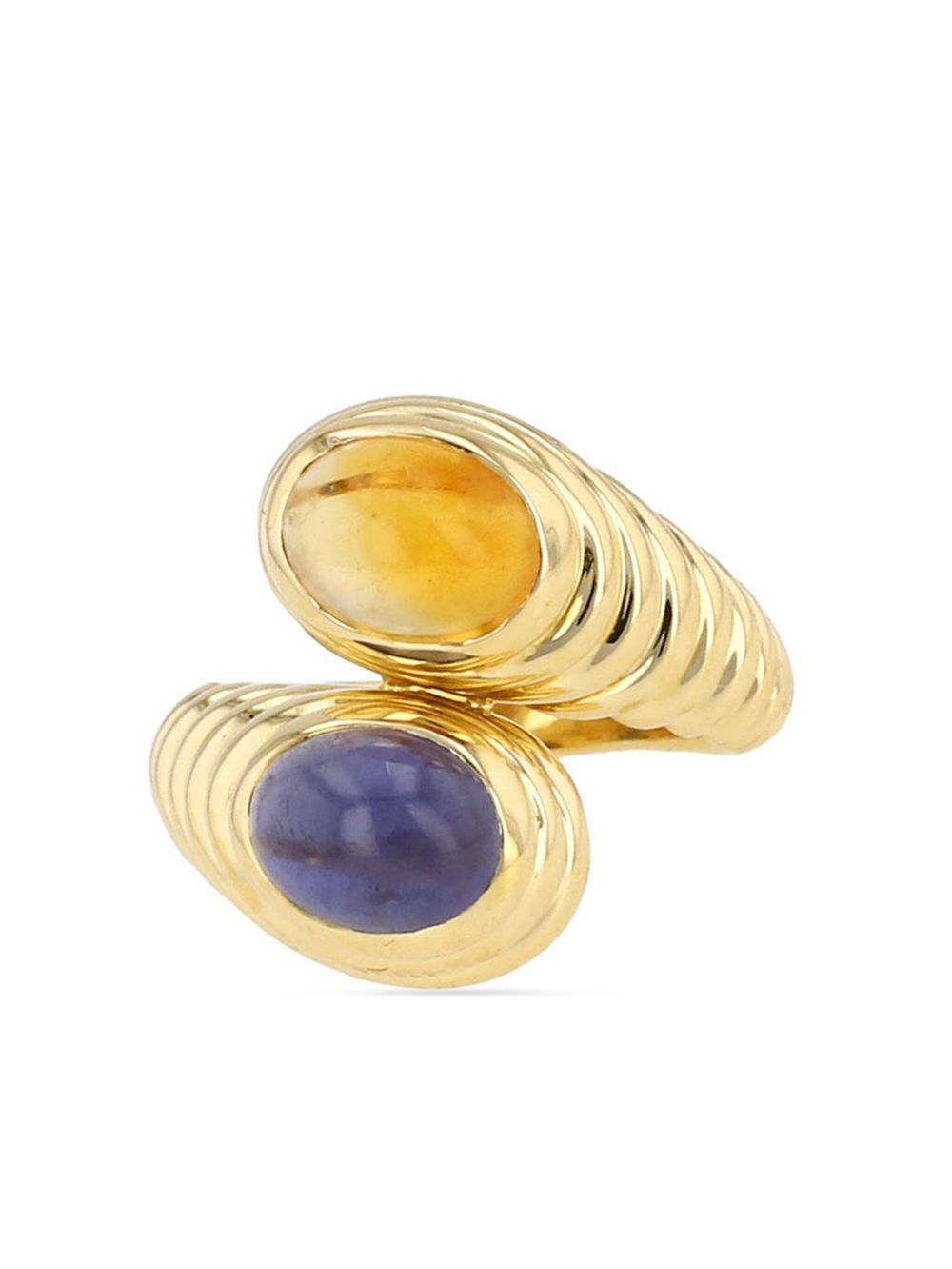 Bvlgari Pre-Owned Doppio 18k黄金黄晶蓝宝石戒指（1980年代典藏款） - 金色