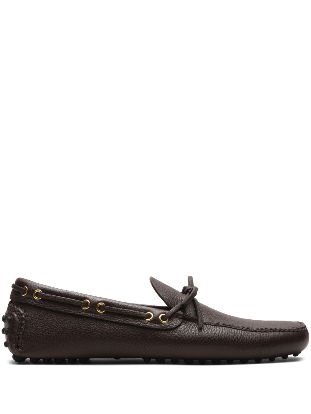 Car Shoe 纹理皮质乐福鞋 - 褐色