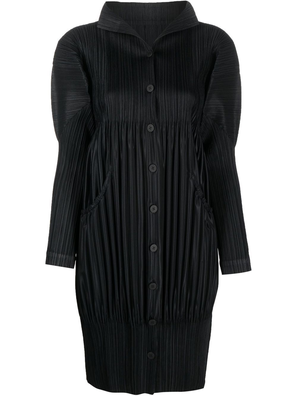 Issey Miyake Pre-Owned Pleats Please 排扣连衣裙（2000年代典藏款） - 黑色