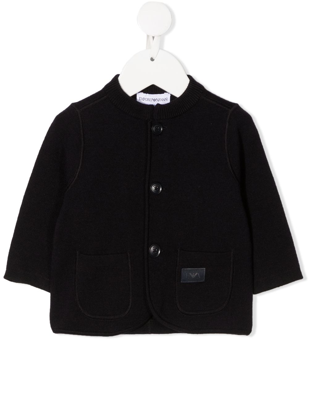 Emporio Armani Kids logo贴花针织开衫 - 蓝色