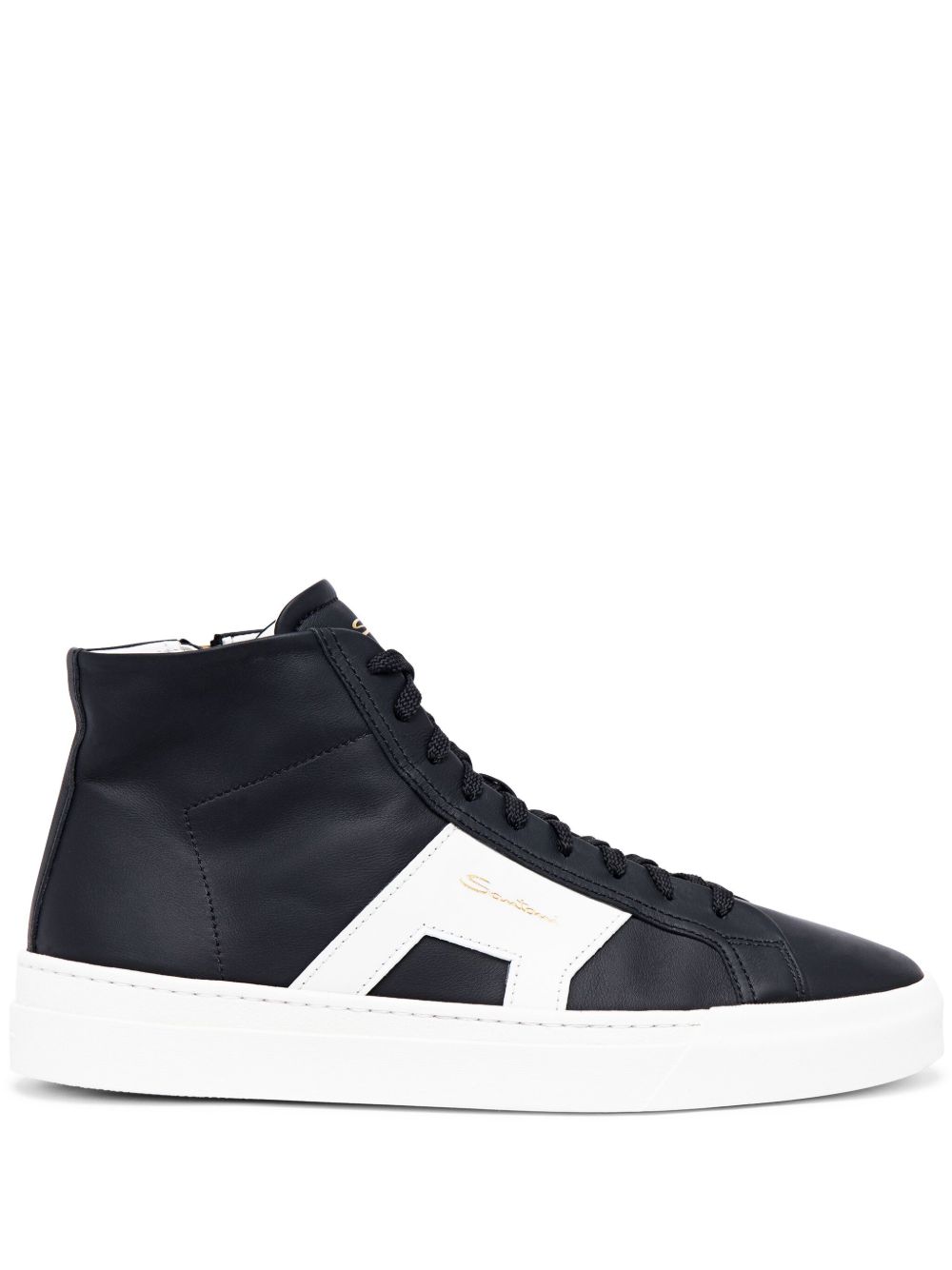 Santoni logo高帮运动鞋 - 黑色