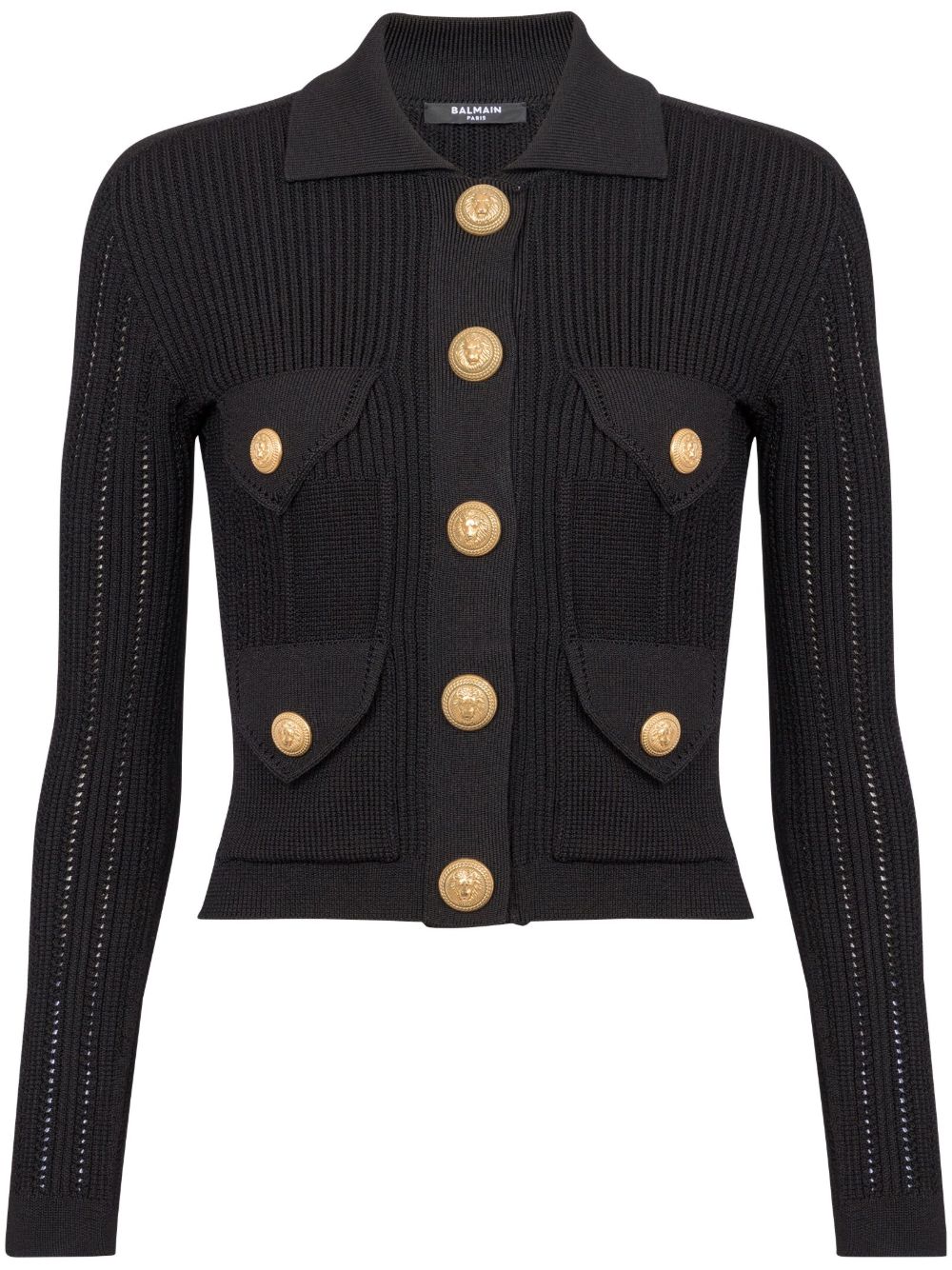 Balmain 纽扣罗纹开衫 - 黑色