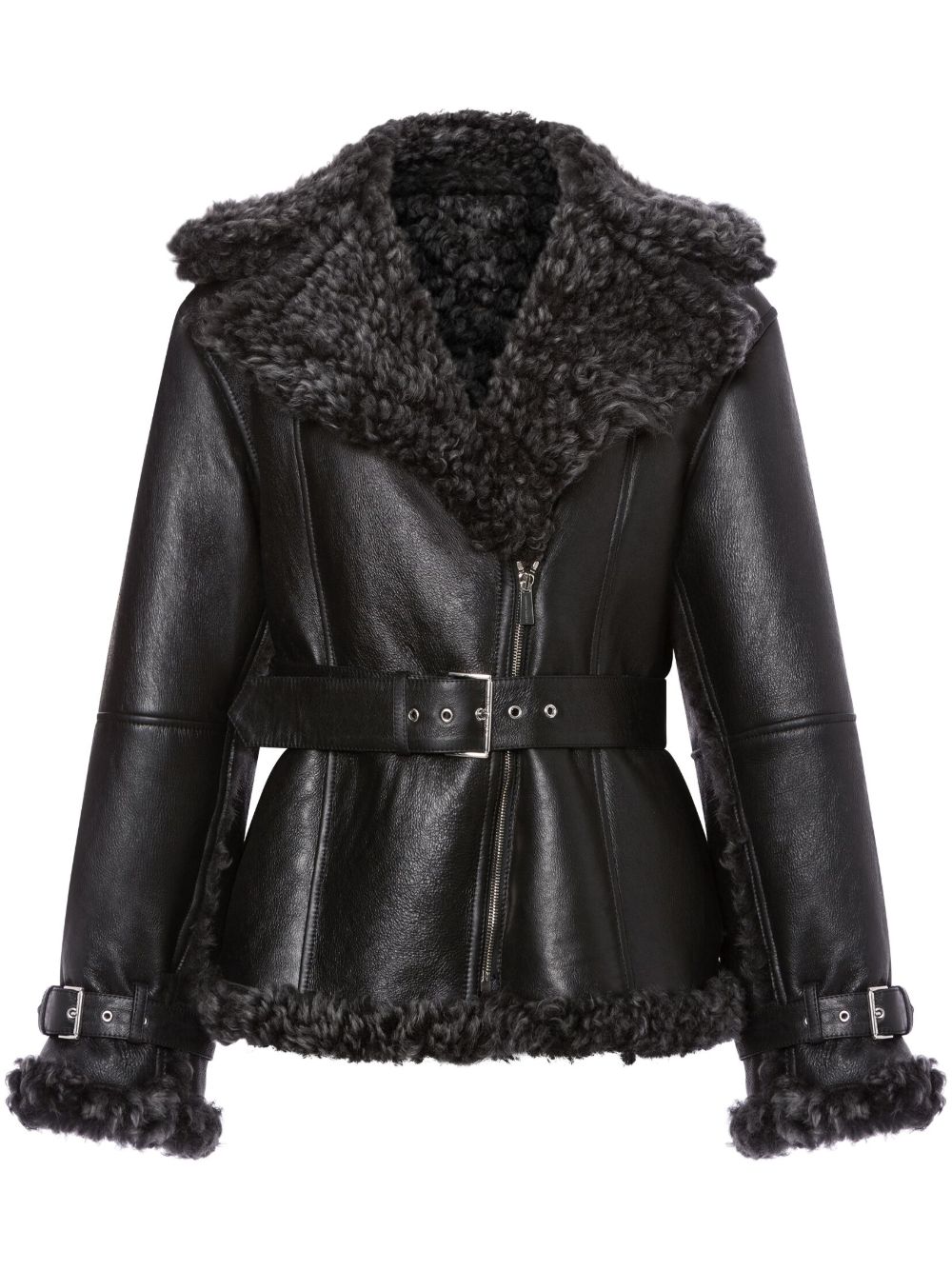 Alberta Ferretti 双面羊皮外套 - 黑色