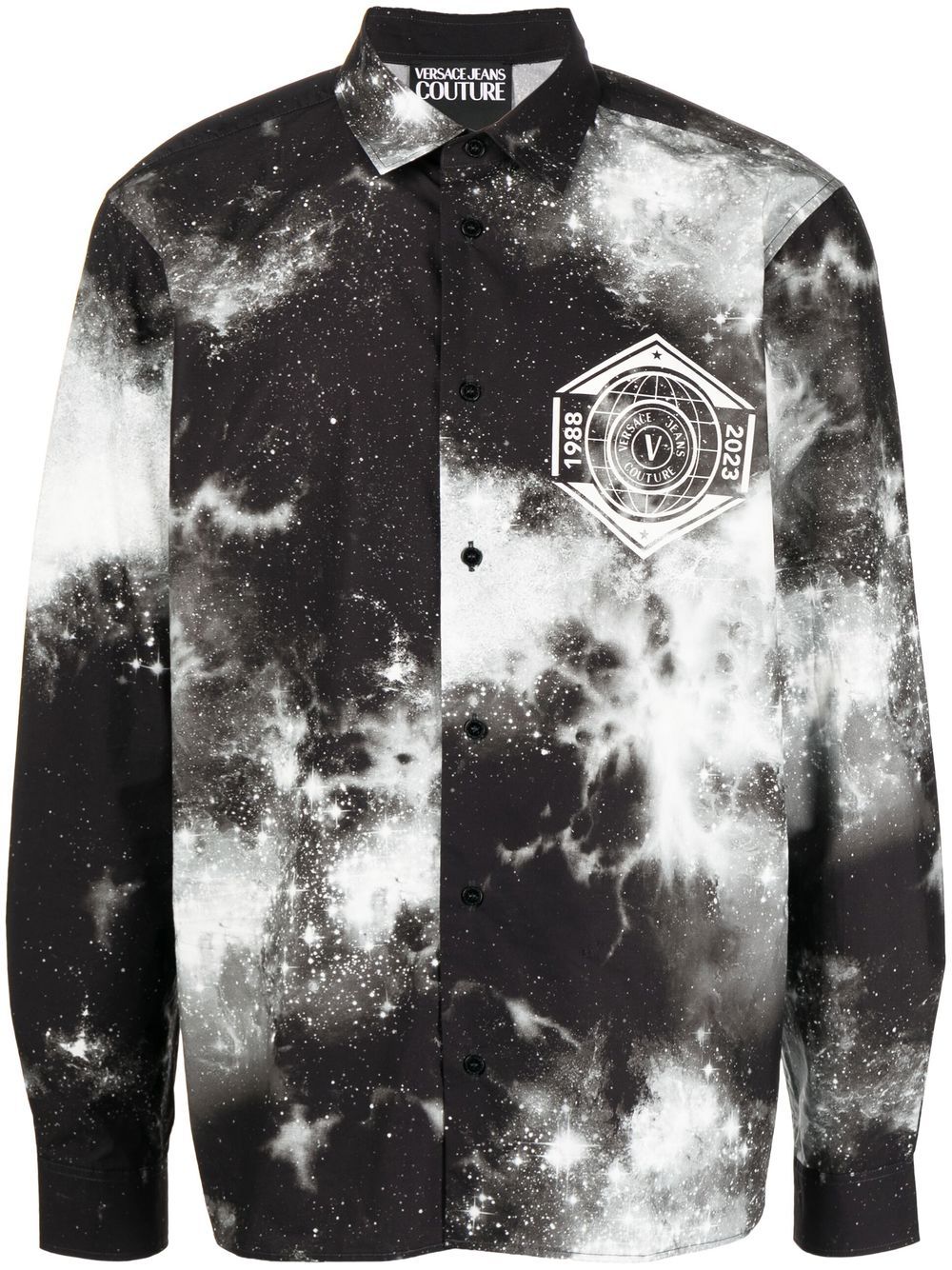 Versace Jeans Couture 扎染印花排扣衬衫 - 黑色