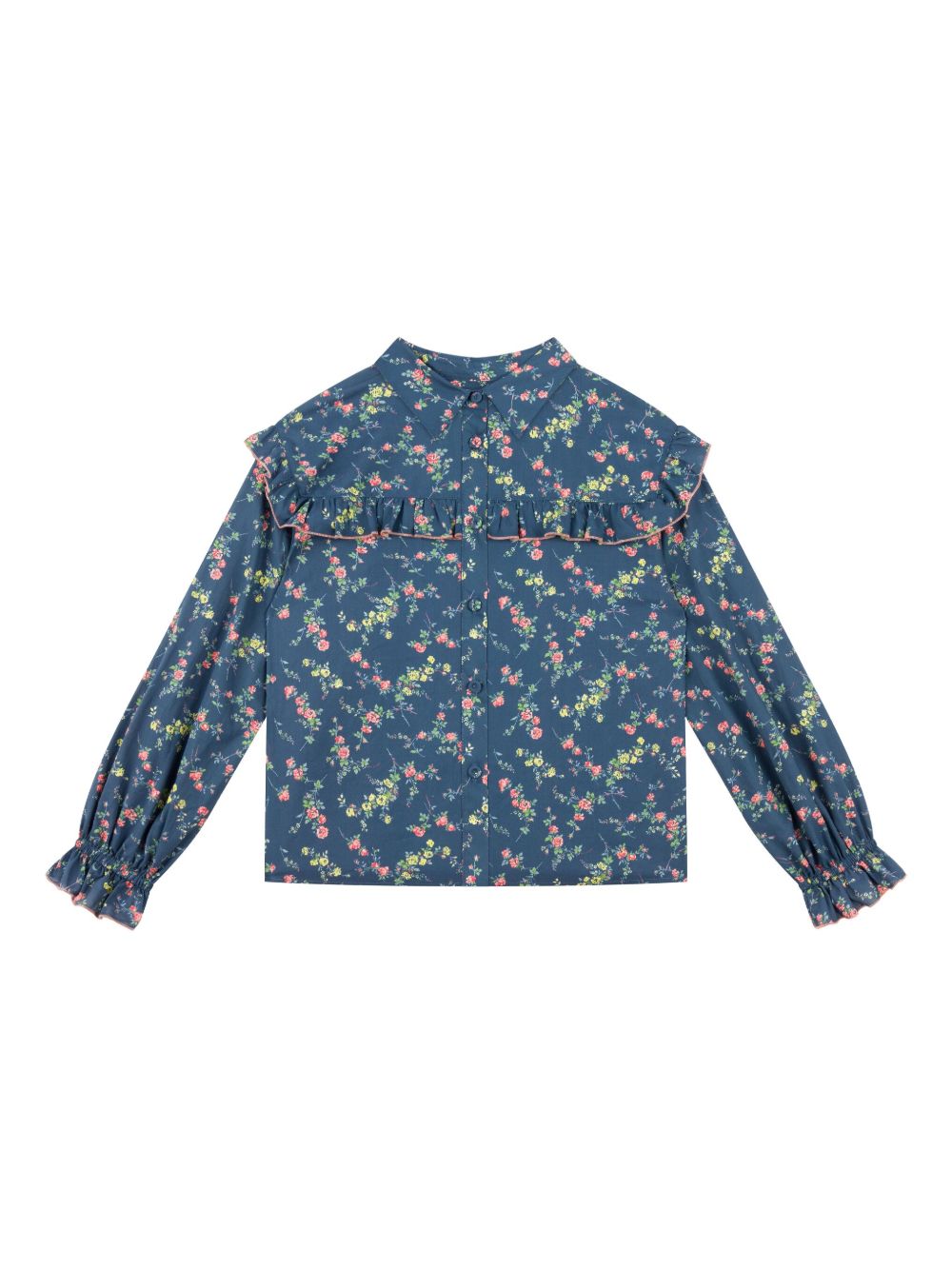 Philosophy Di Lorenzo Serafini Kids 花卉印花排扣衬衫 - 蓝色