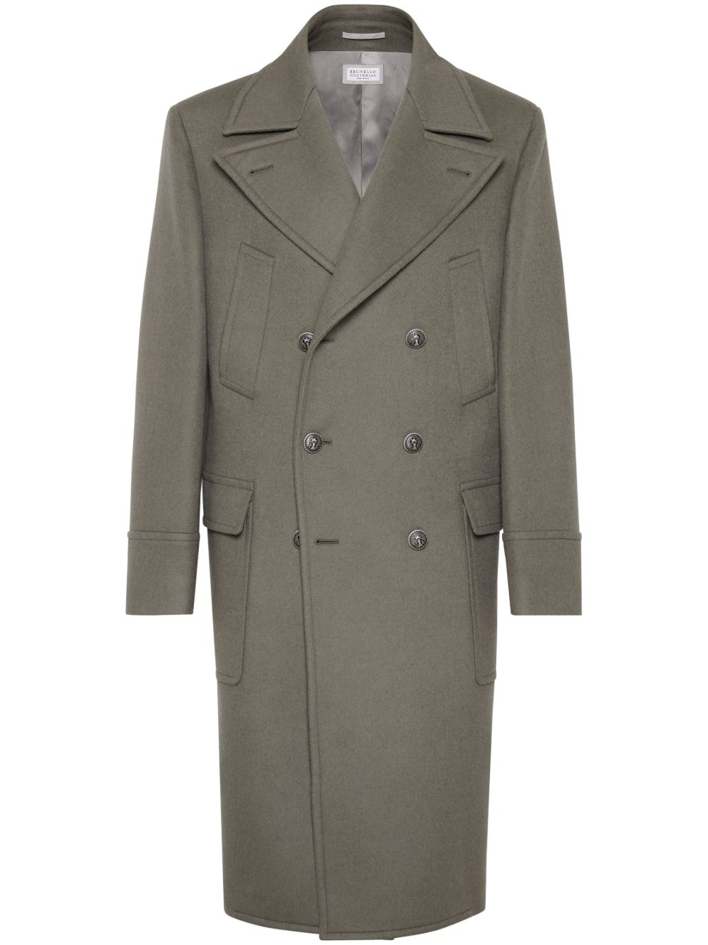 Brunello Cucinelli 双排扣羊毛外套 - 绿色