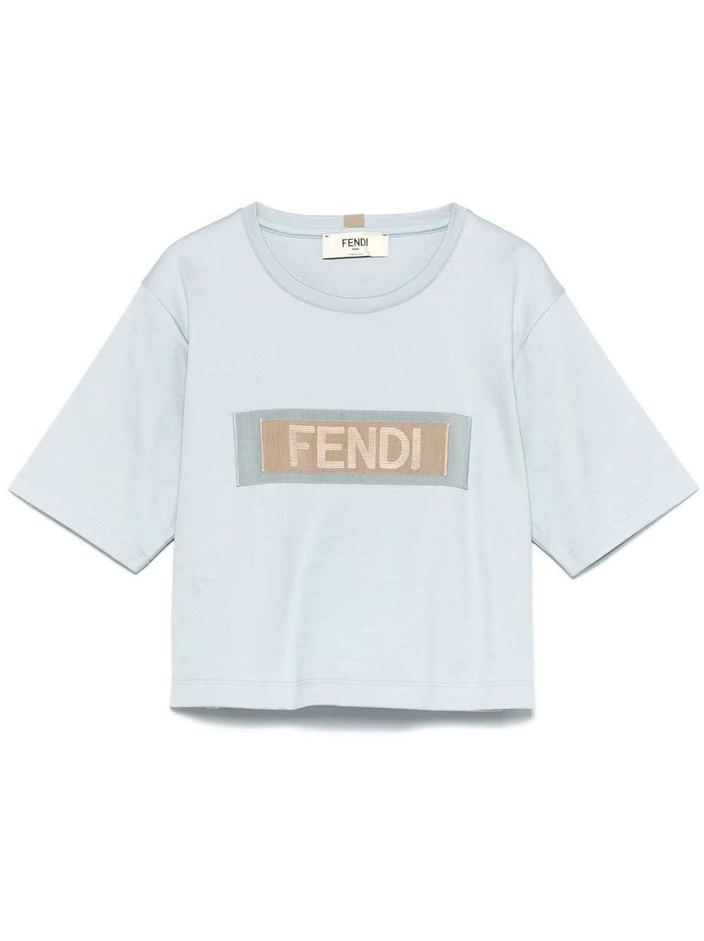 FENDI 缎带logo T恤 - 蓝色