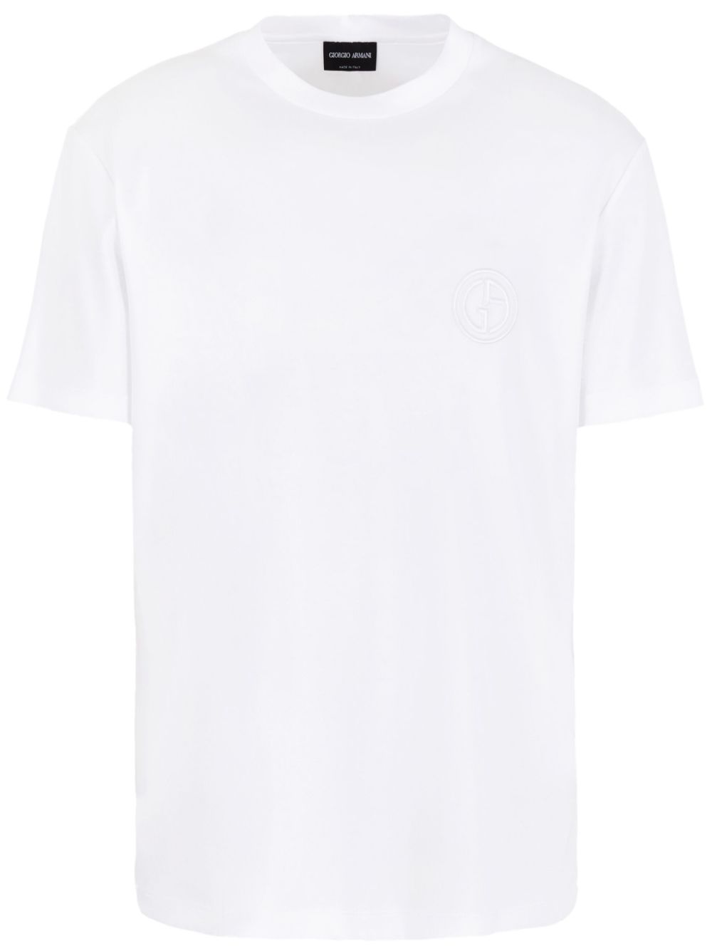 Giorgio Armani 经典logo刺绣棉T恤 - 白色