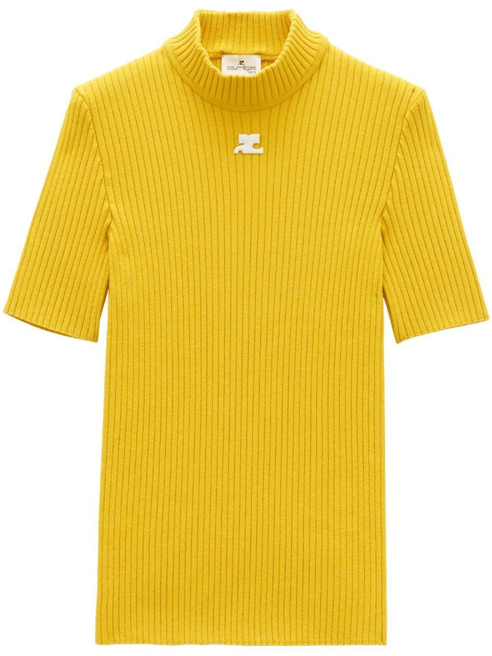 Courrèges 罗纹针织logo上衣 - 黄色