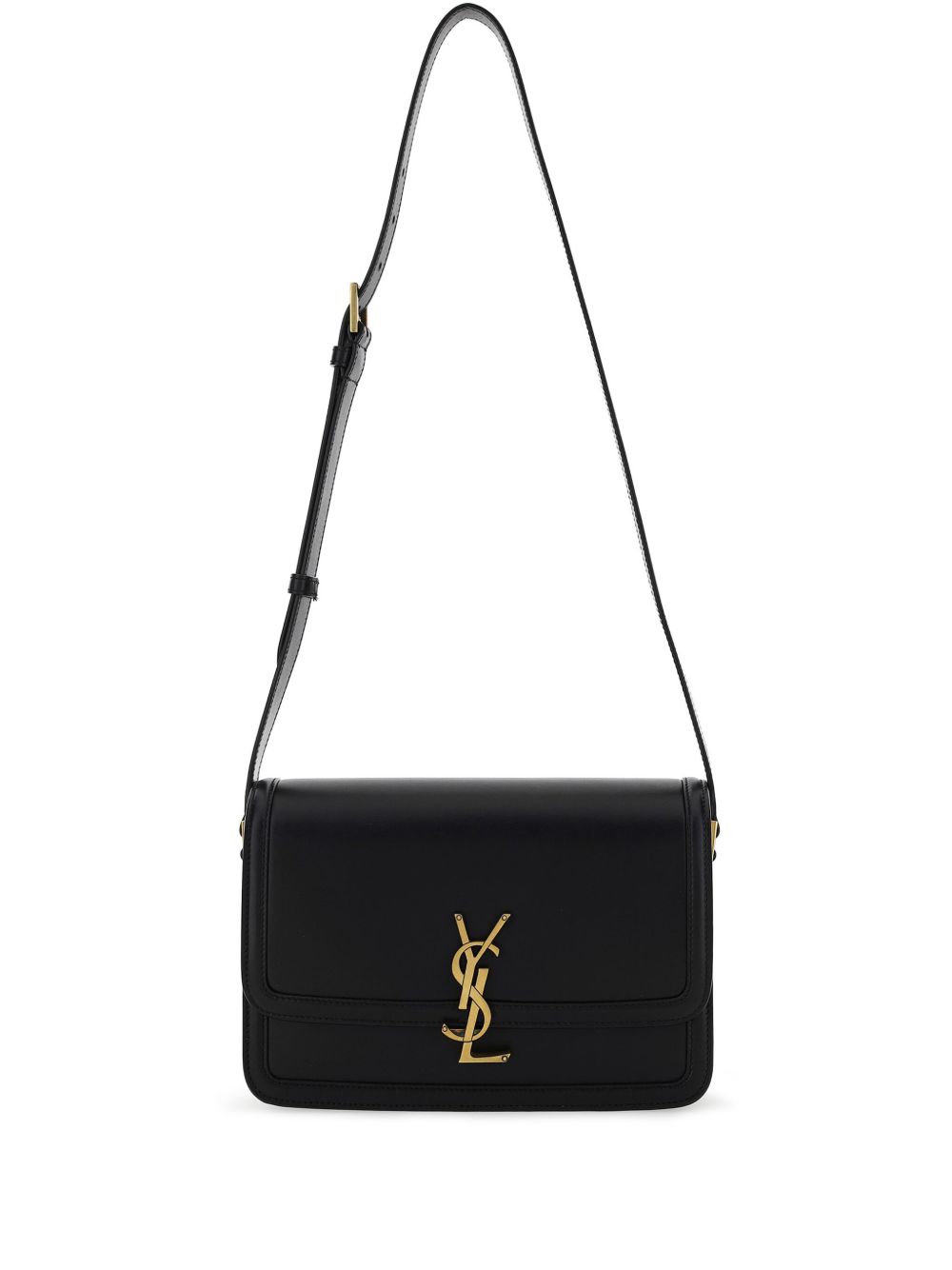 Saint Laurent 经典logo皮质单肩包 - 黑色