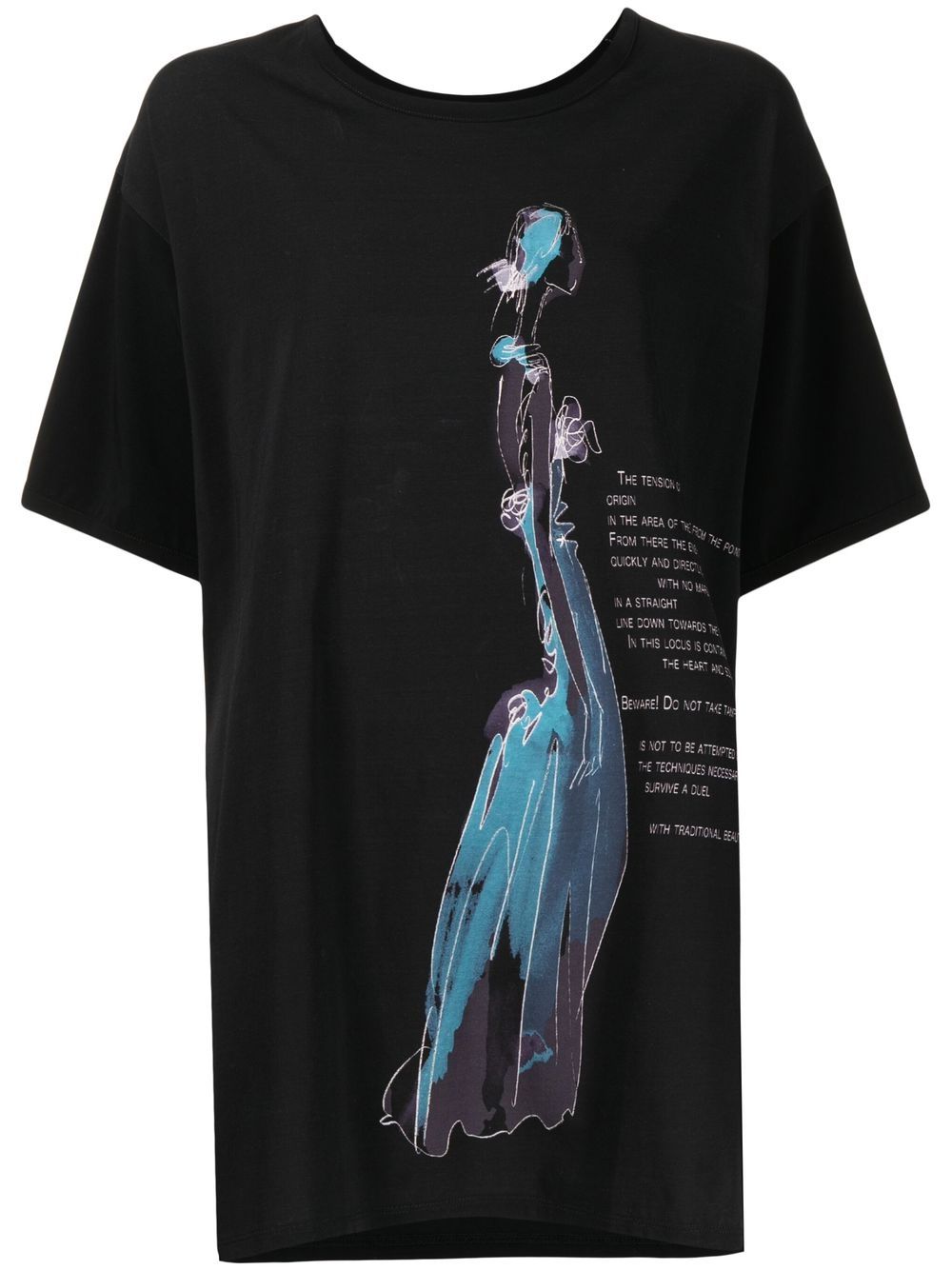 Yohji Yamamoto 图案印花T恤 - 黑色