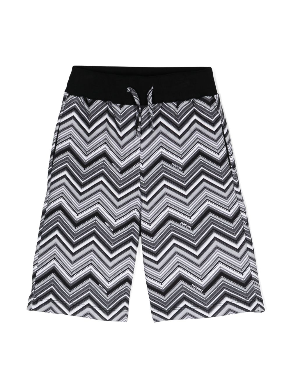 Missoni Kids 人字纹图案印花百慕大短裤 - 黑色
