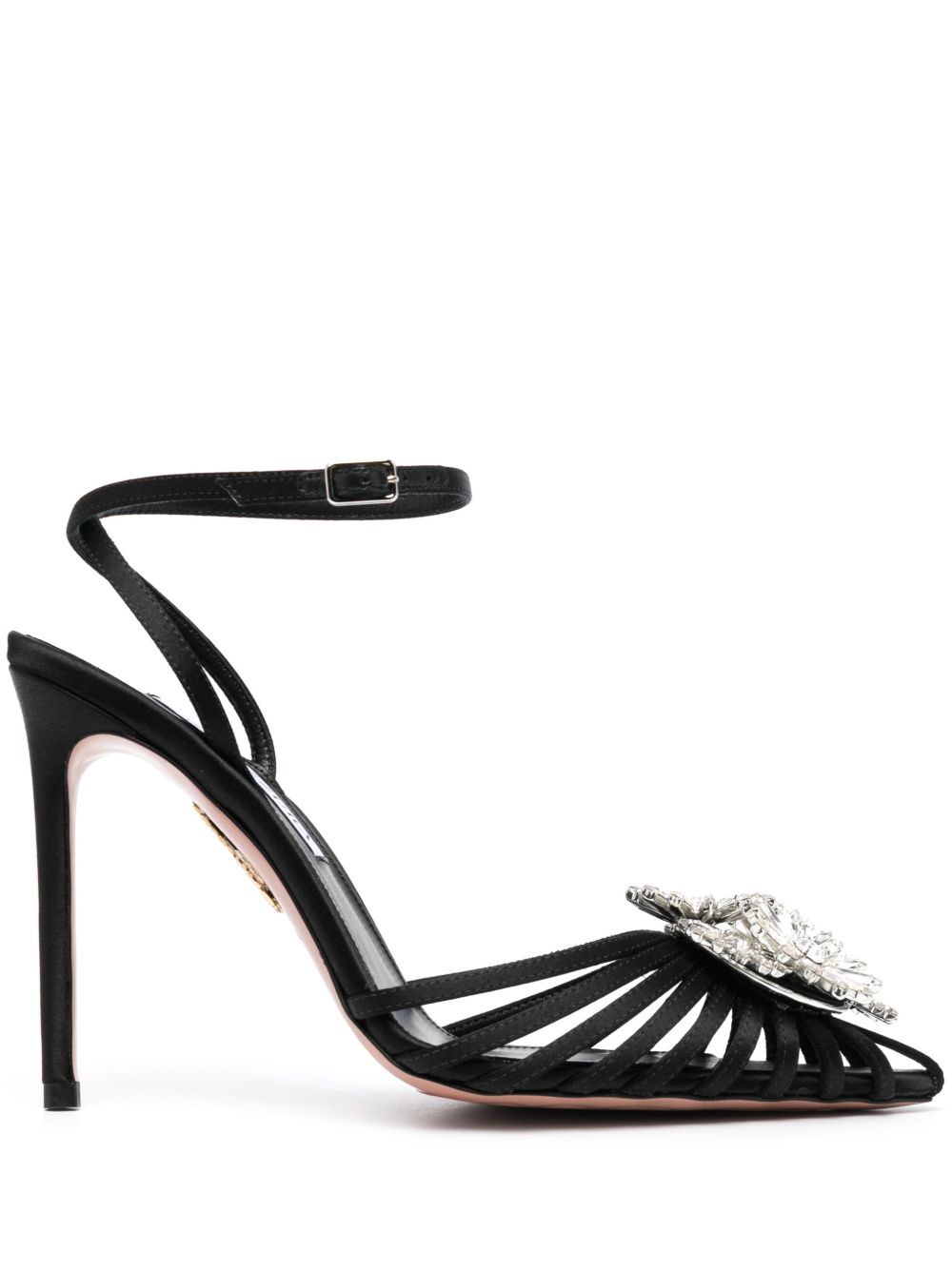 Aquazzura Crystal Margarita 皮质高跟鞋 - 黑色