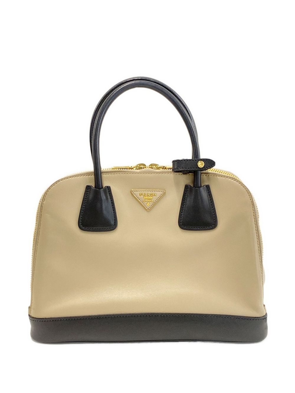 Prada Pre-Owned Bicolor Soft Calf Double Zip Dome 斜挎包（2013-2023年典藏款） - 褐色