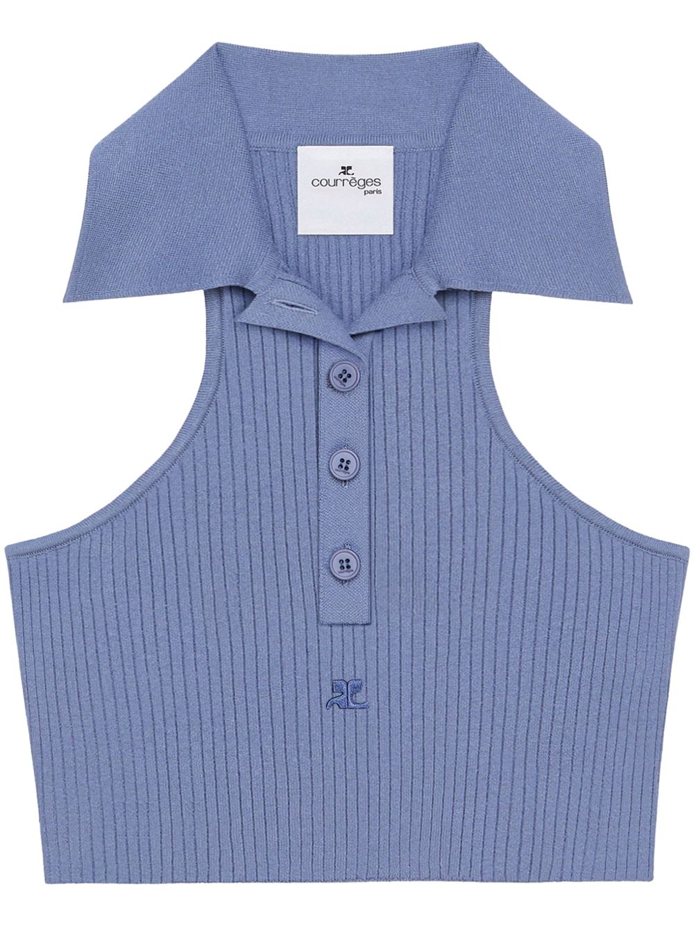 Courrèges polo领短款上衣 - 蓝色