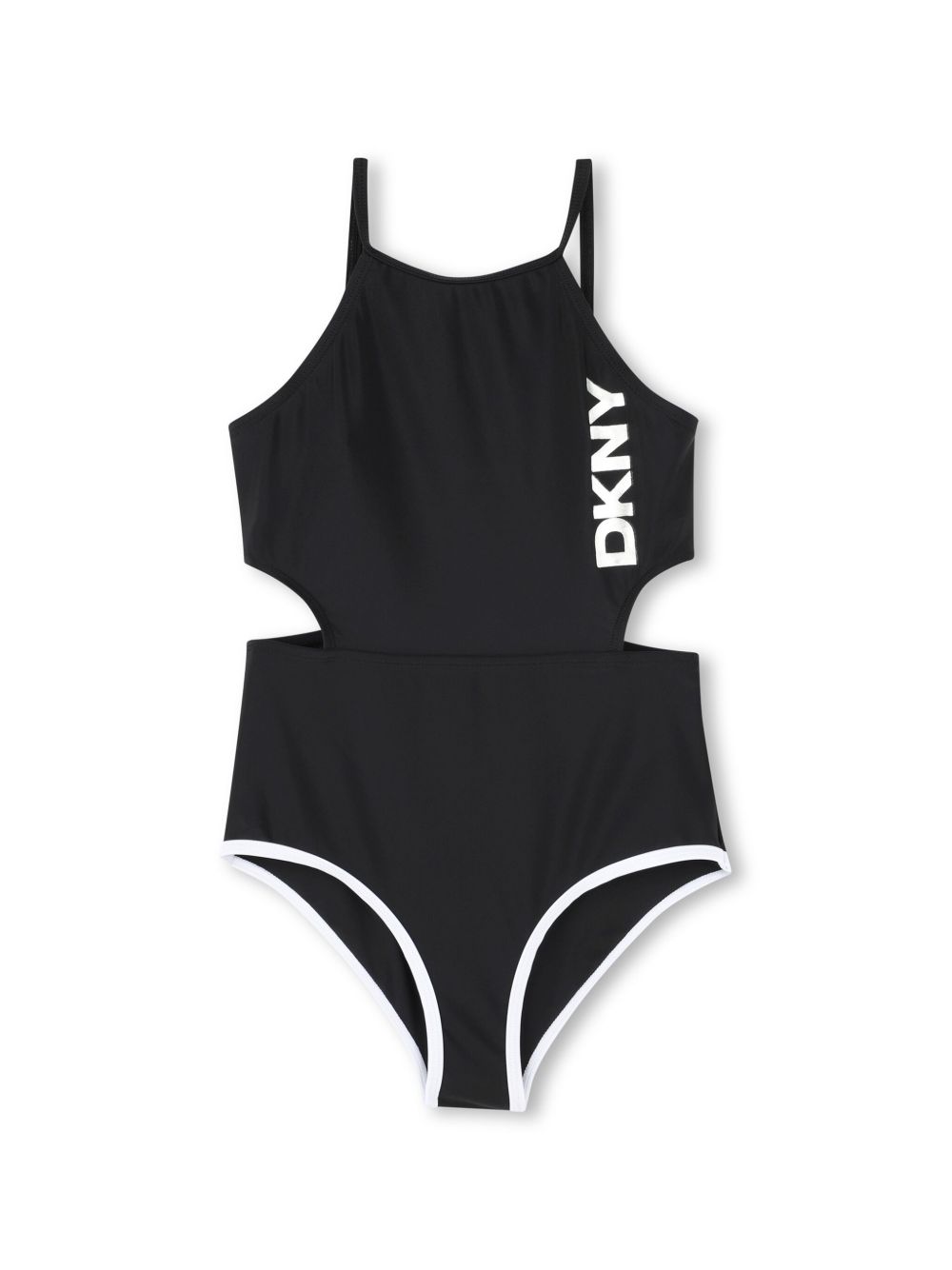 Dkny Kids logo印花连体泳衣 - 黑色