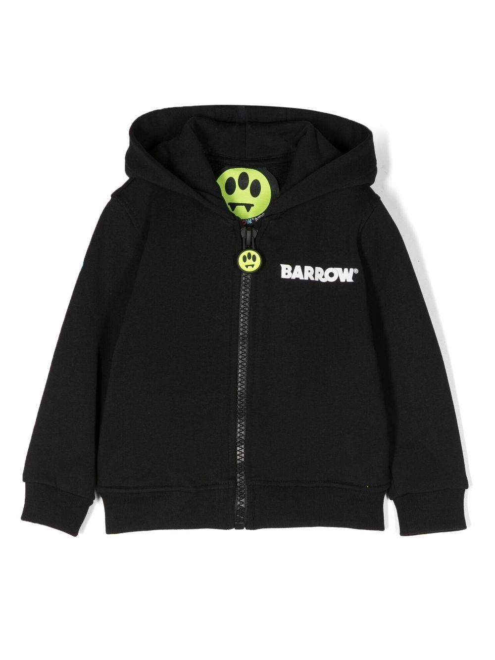 Barrow kids logo印花细节拉链连帽衫 - 黑色