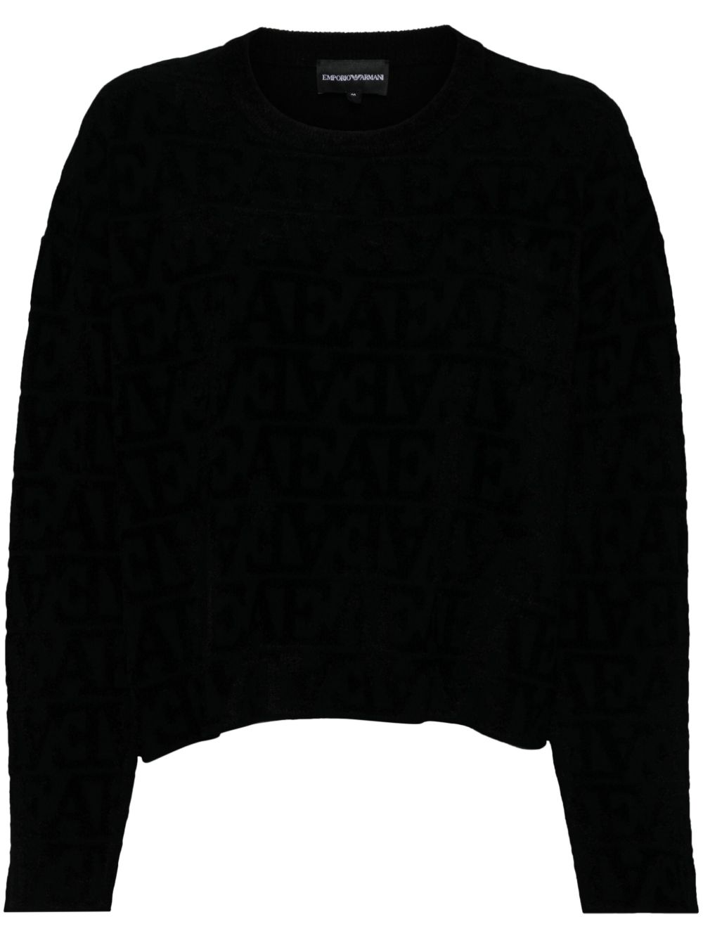 Emporio Armani logo图案毛衣 - 黑色