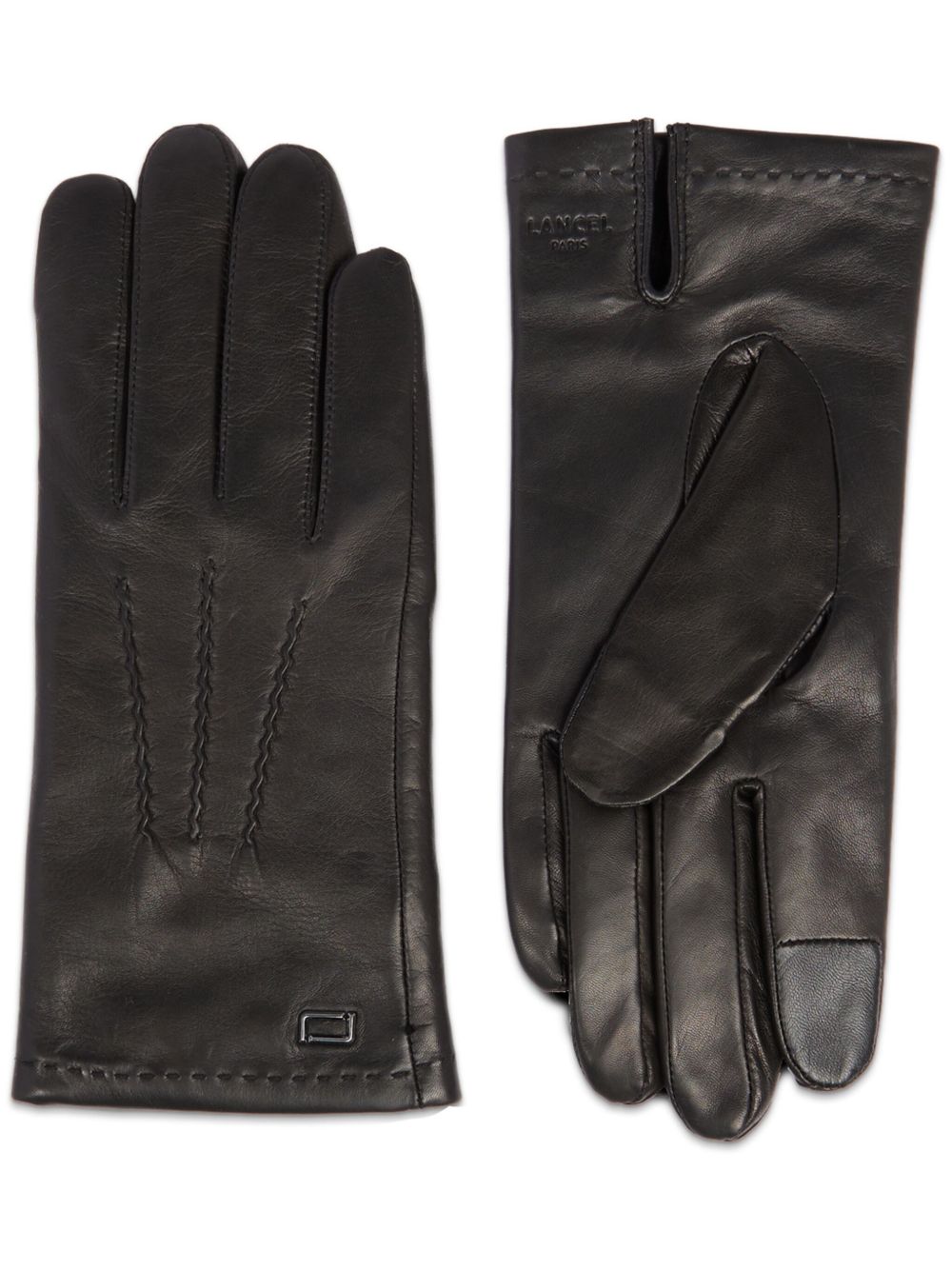 Lancel Sellier logo标记皮质手套 - 黑色